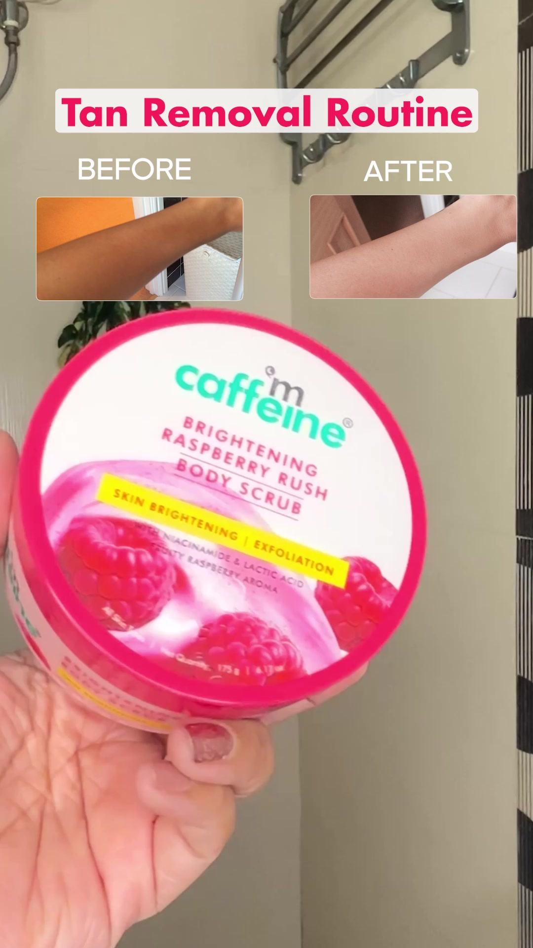 Get Brighter, Smoother & Even Toned Skin in with our Raspberry Brightening Body Scrub♥️ It removes tan & dead skin with Antioxidant-Rich Raspberry & AHAs blend of Lactic, Glycolic & Mandelic Acid.

♥️Removes Tan & Exfoli