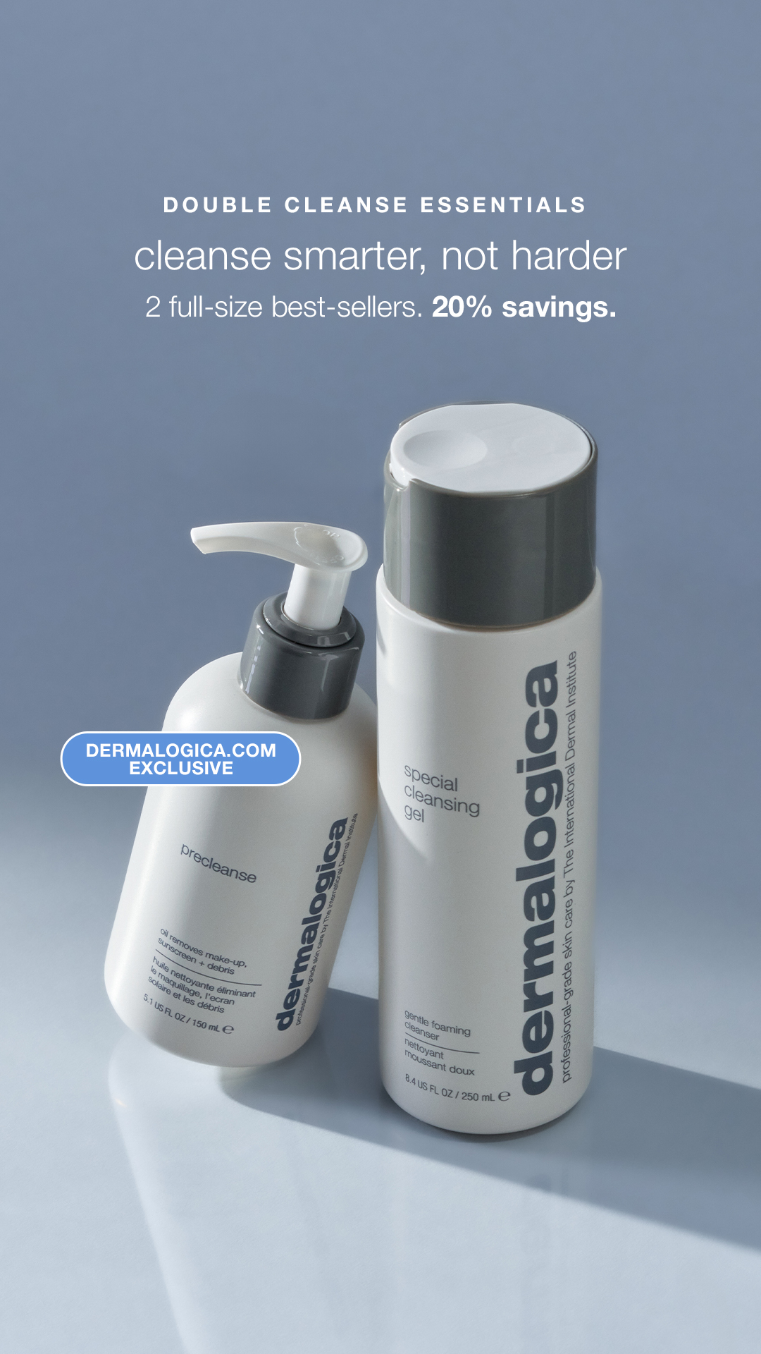 Double up for your healthiest skin yet. Gentle yet effective, this two-step ritual cleanses and removes makeup.