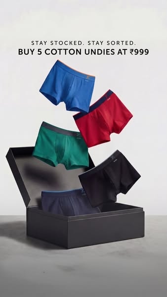 No pulling, no fixing. Just undies that stay in place all day. Grab 5 cotton undies at ₹999.