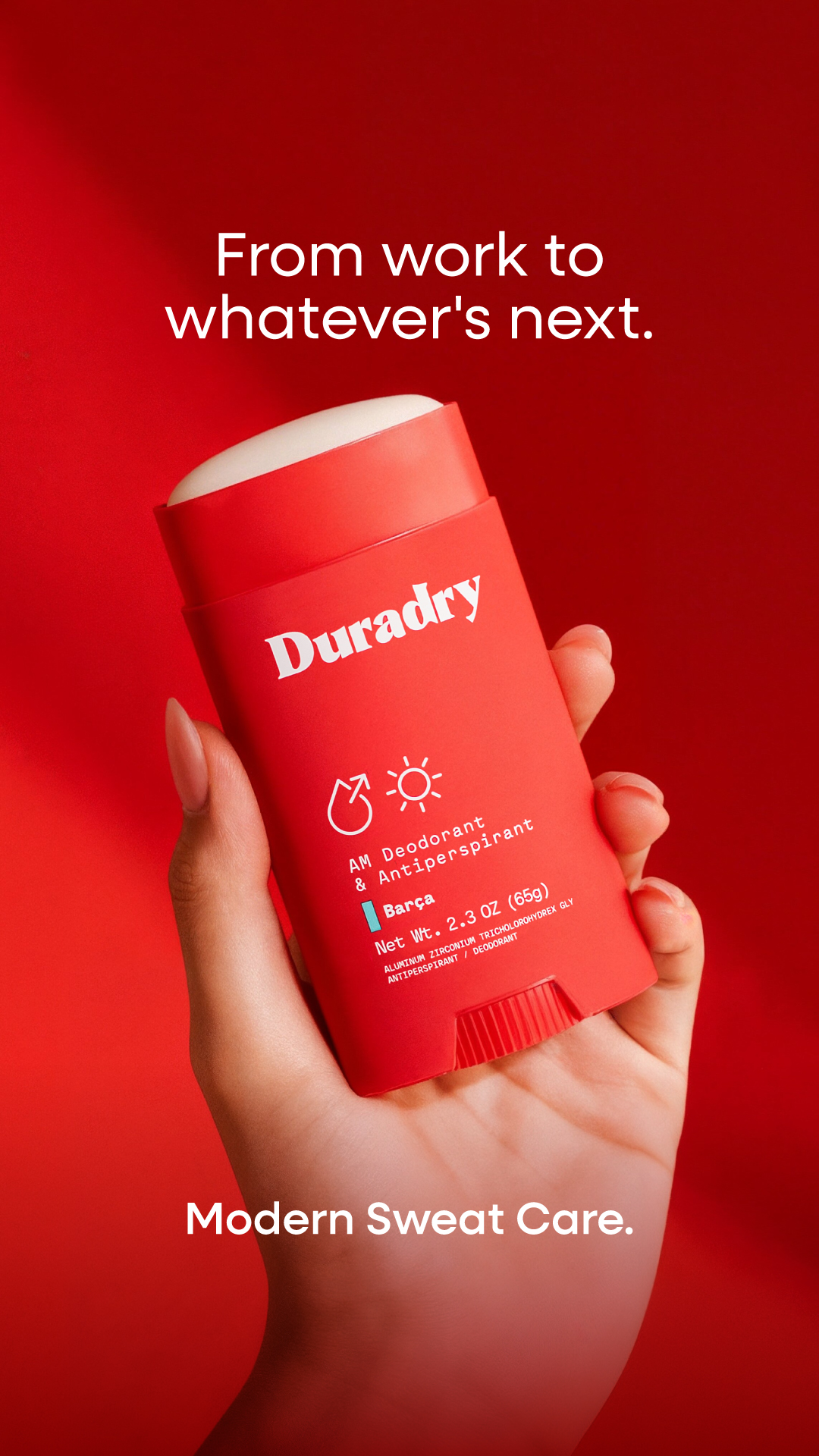 Duradry delivers clean ingredients and all-day dryness.