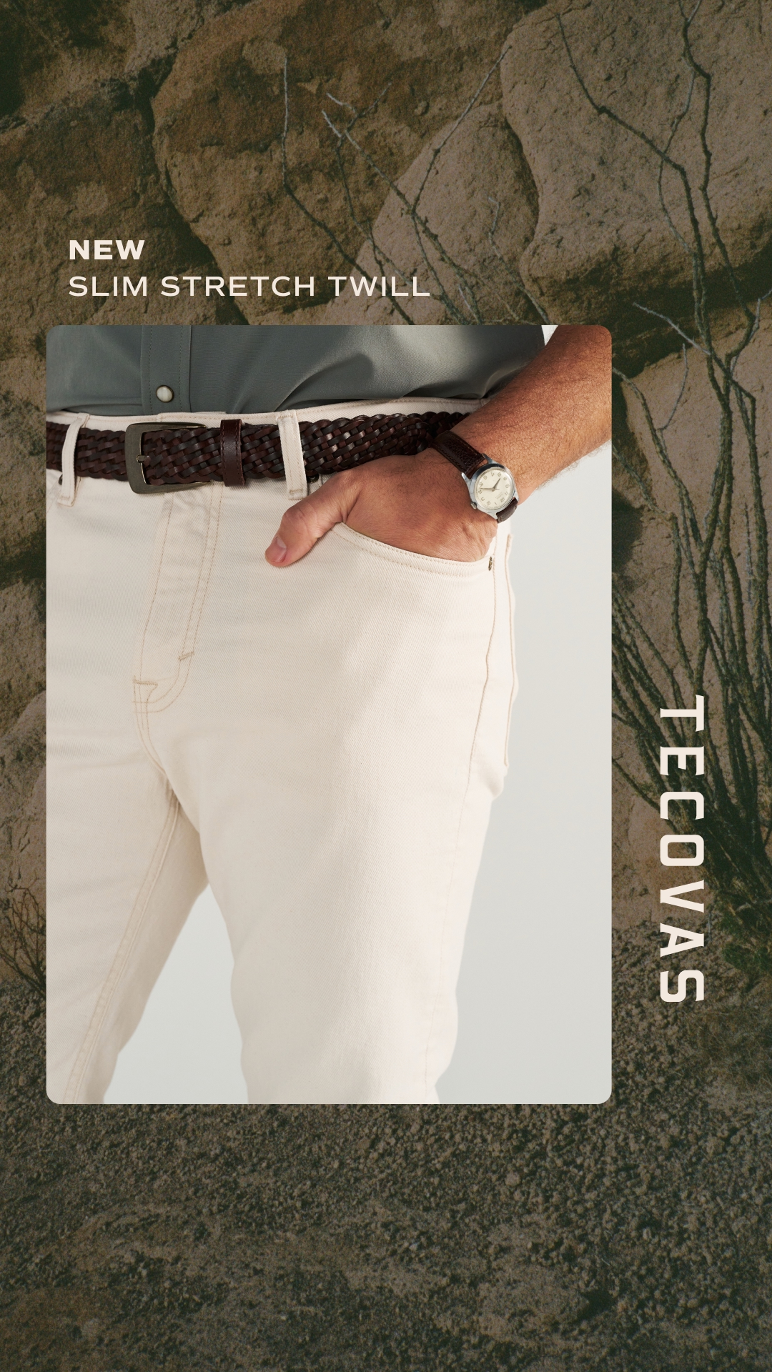 A fan-favorite in a new color, the Slim Straight Stretch Twill in Light Sand.