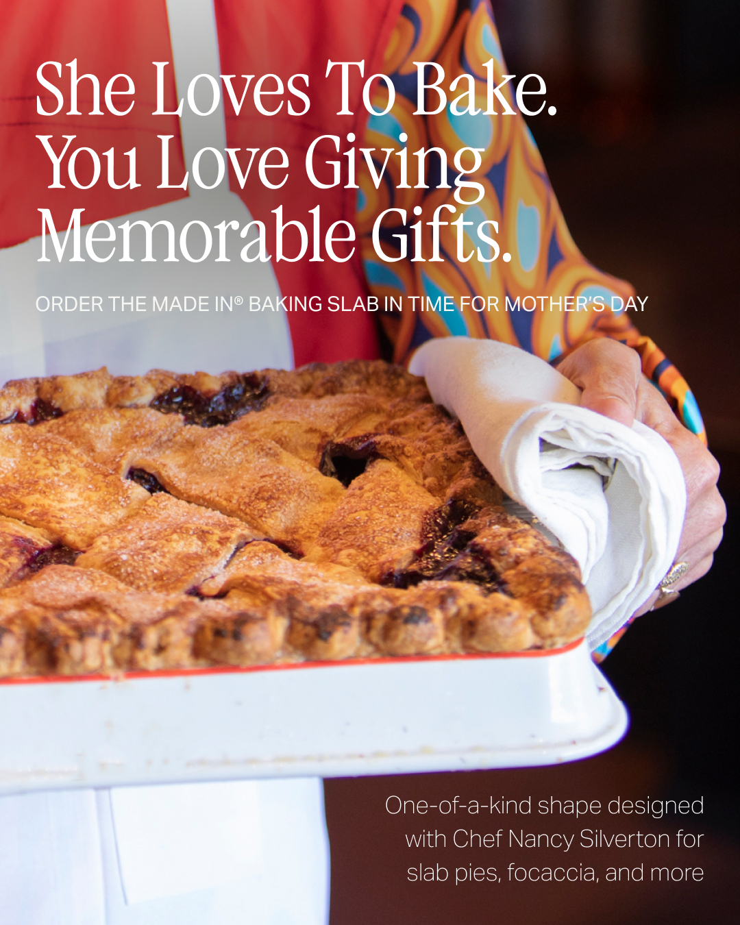 Looking for a gift for the mom who loves to bake? The Made In® Baking Slab is one-of-a-kind. Don't miss this unique dish-sheet pan hybrid crafted with a 200-year-old Porcelain recipe in France for pastries, pies and brea