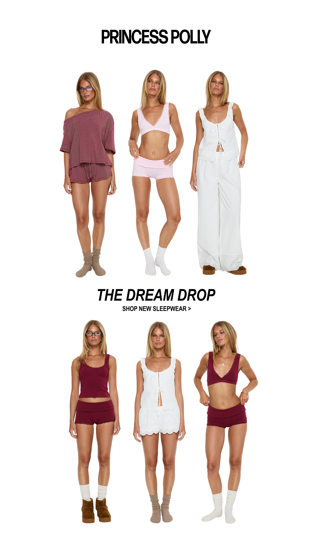 New sleepwear styles just dropped at Princess Polly. Looking cute 24/7 has never been easier. Shop now x