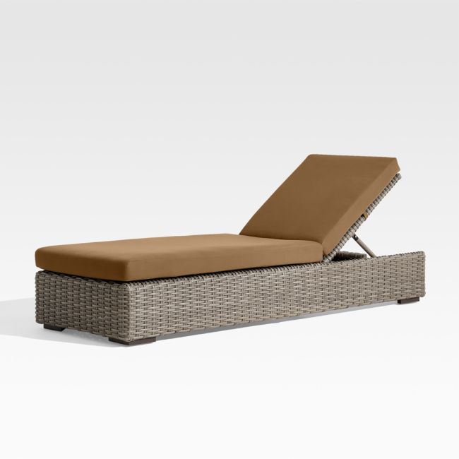 Abaco Resin Wicker Outdoor Sun Lounger with Cast Teak Sunbrella ® Cushions