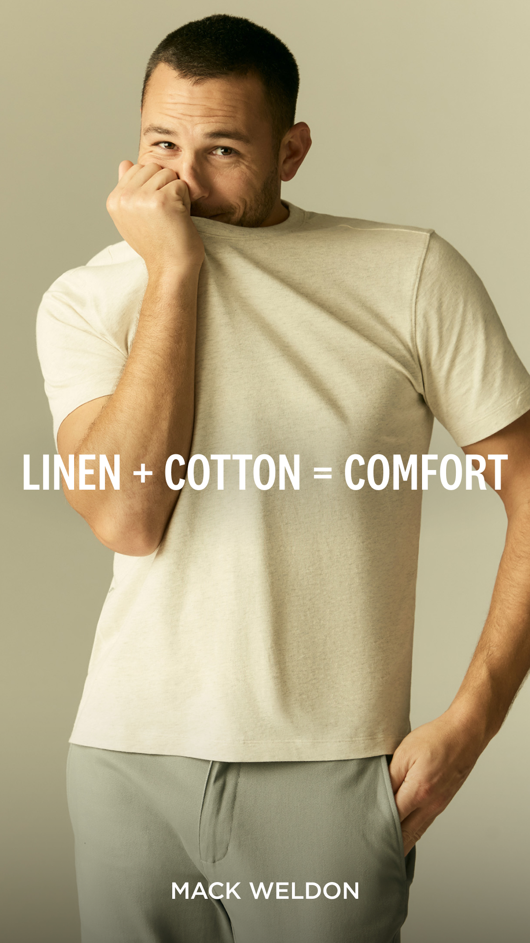 Our light and breezy new tee is crafted from a uniquely soft blend of cotton and linen.