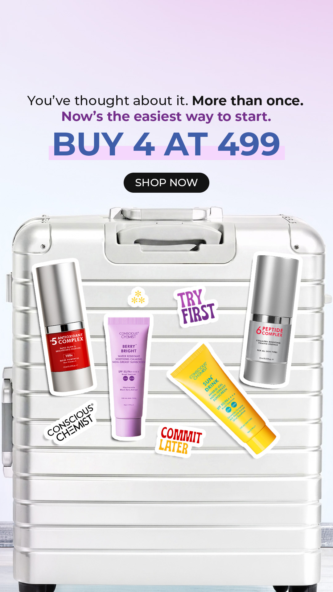4 skincare favs for just ₹499 
Bestie, don’t sleep on this 🔥

No filler bundles. Only what YOUR skin really needs. Build your own box!
Get Yours Now!