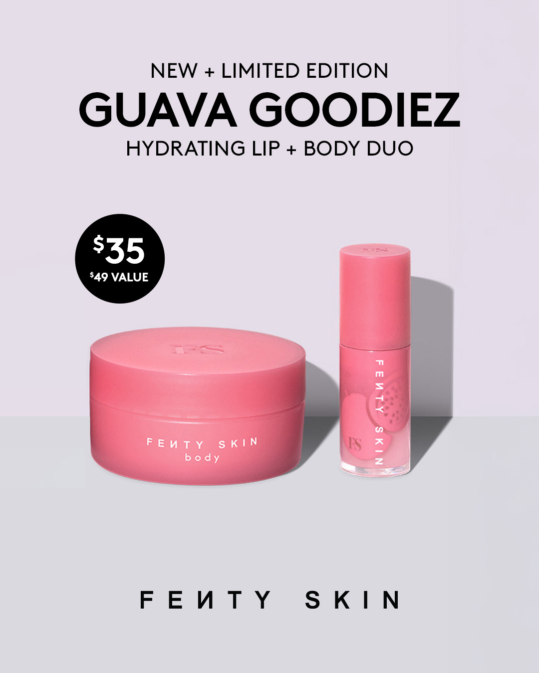 Go on a guava getaway with limited-edition 💞Guava Goodiez💞 Hydrating Lip + Body Duo, featuring a new lip oil scent.