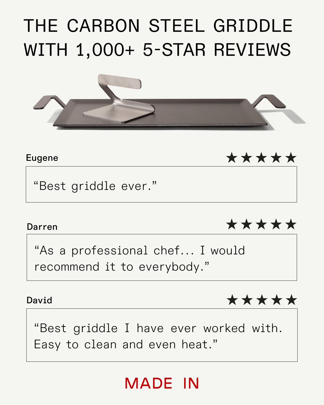 The perfect griddle for cooking on the stove, out on the grill, or even over an open flame.