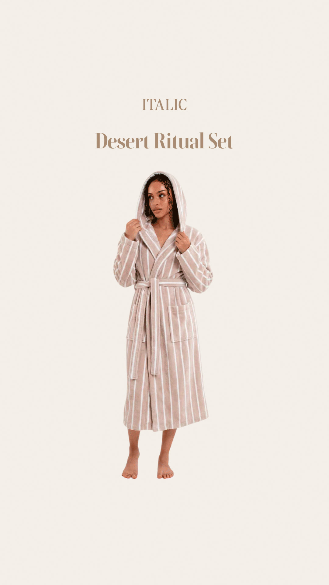 The Desert Heatwave doesn't end when you leave the sun. The Desert Ritual Set is designed for those slow, salt-on-skin afternoons where the only plan is to lounge in total, plush luxury.