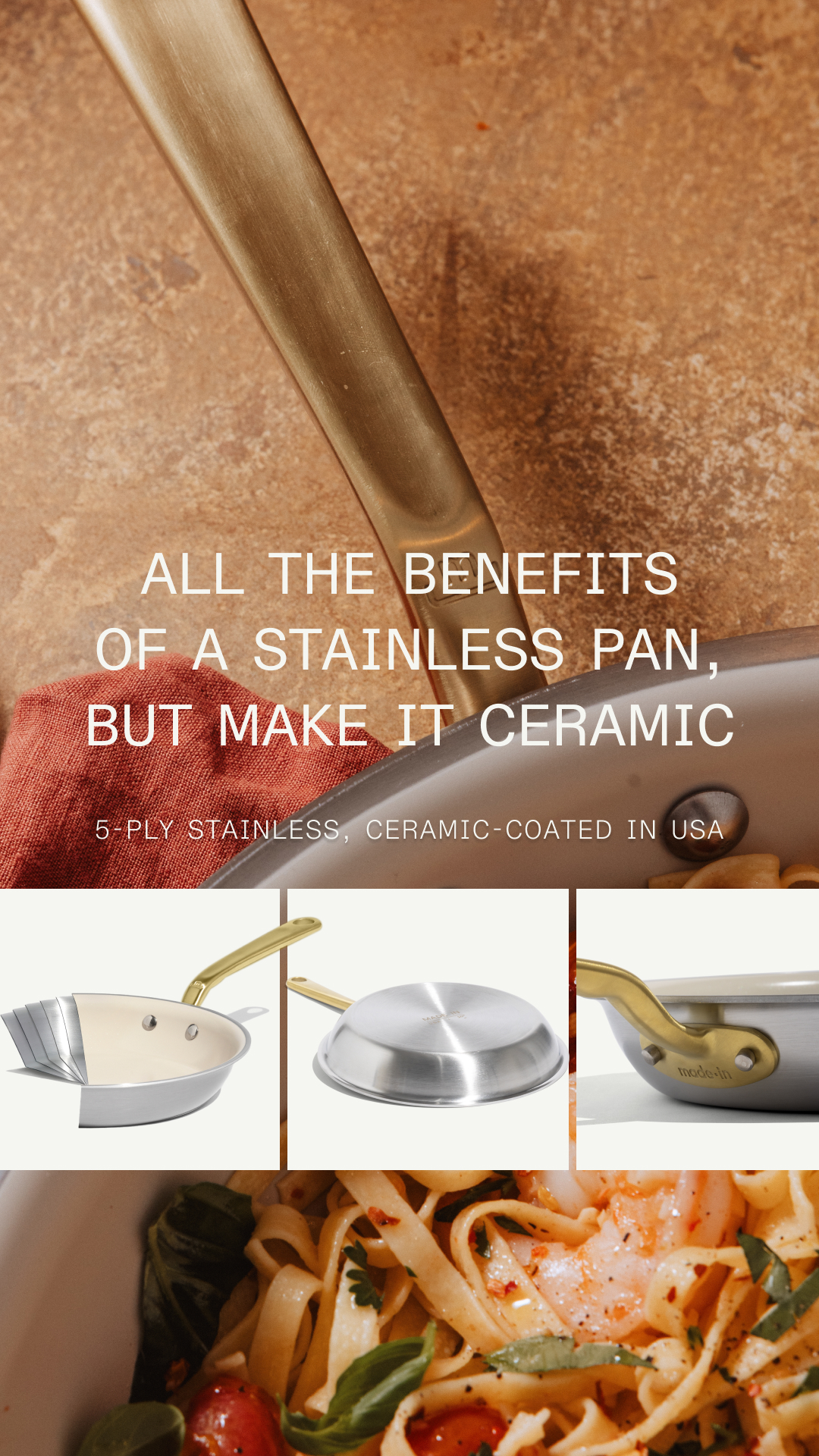New Edition: Antique Brass Handle CeramiClad™ Frying Pans