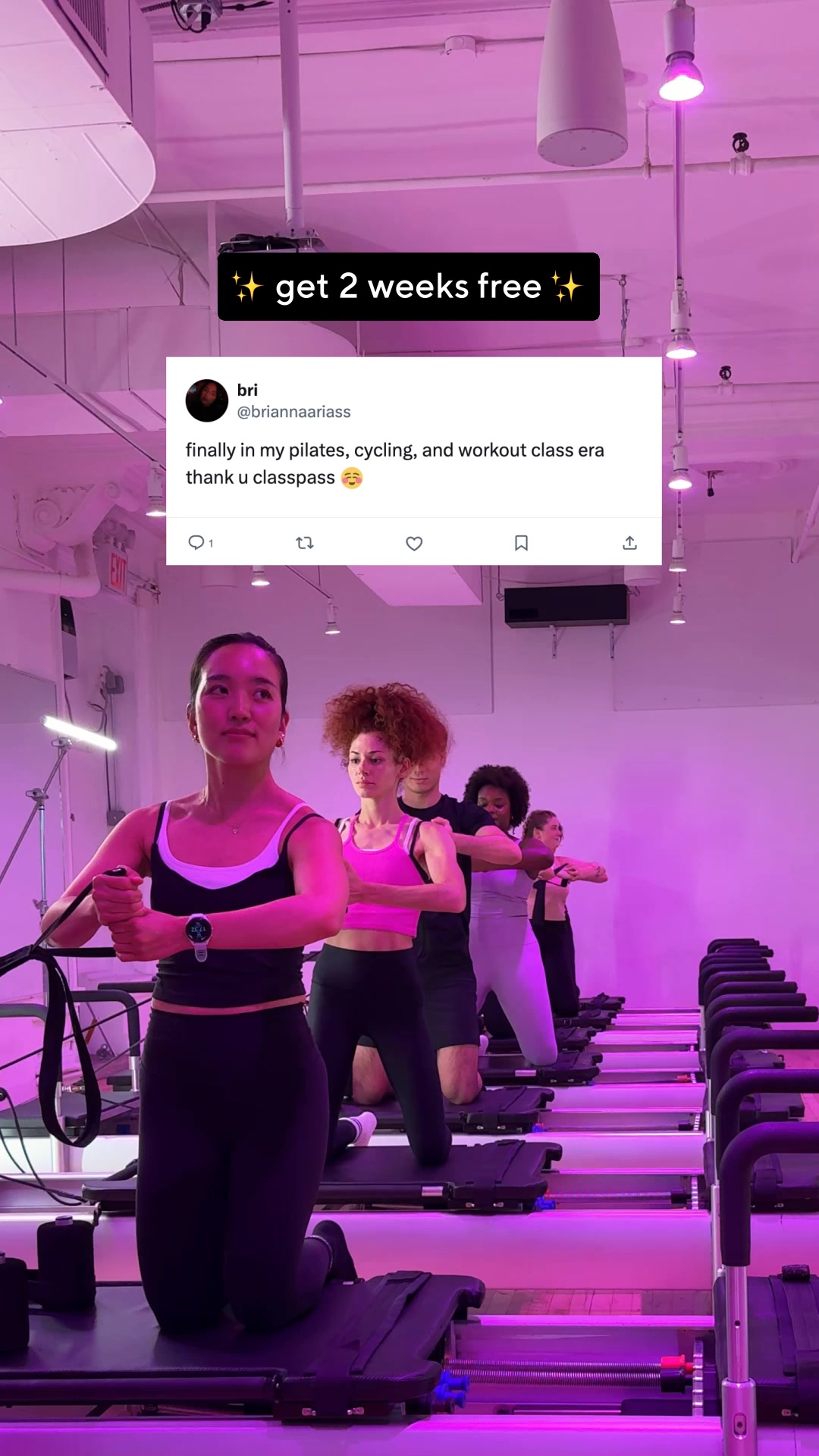 Psst…your own ClassPass era is calling 👀 Get 2 weeks free today.