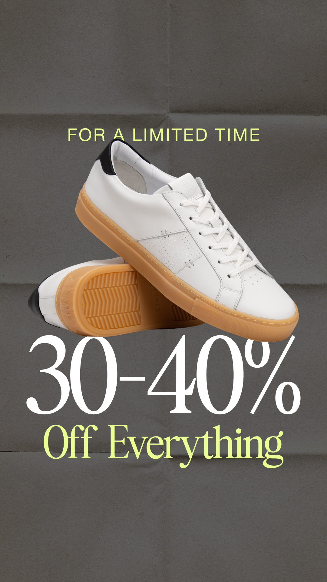 Step into savings. Enjoy 30-40% off everything for a limited time.