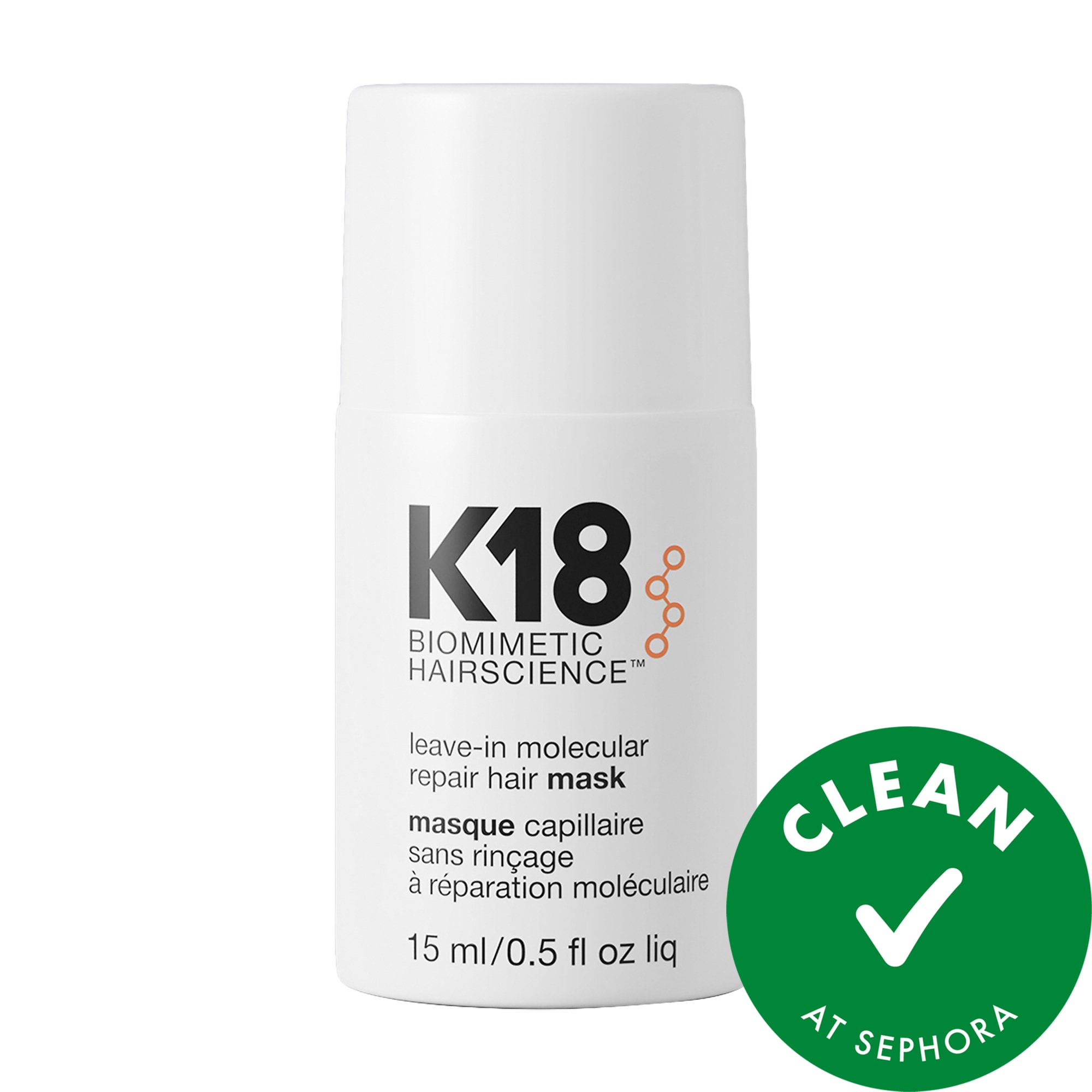 K18 Biomimetic Hairscience Mini Leave-In Molecular Repair Hair Mask 0.5 oz/ 15 mL
