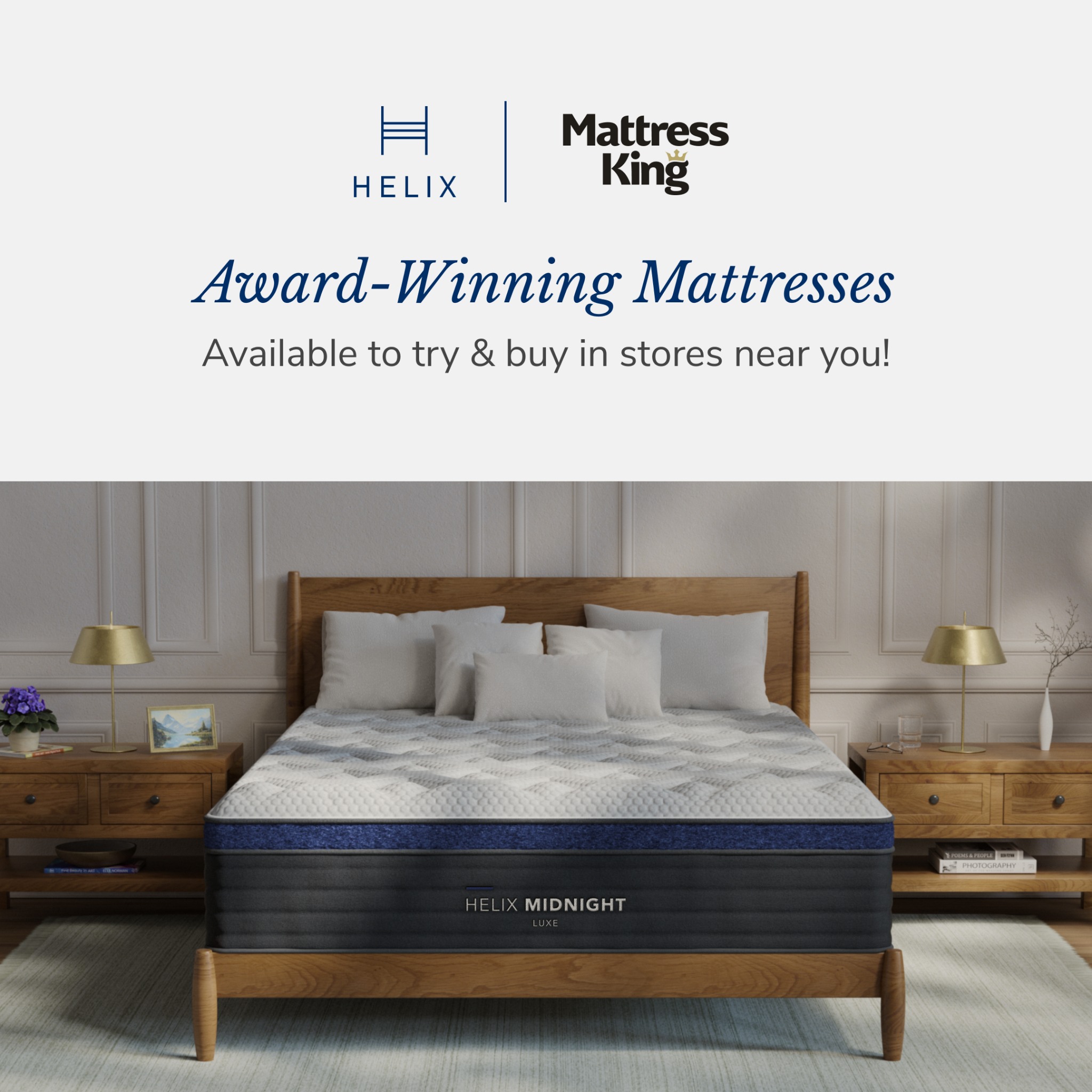 Try Helix mattresses in-store at Mattress King! Visit an Oklahoma showroom near you.