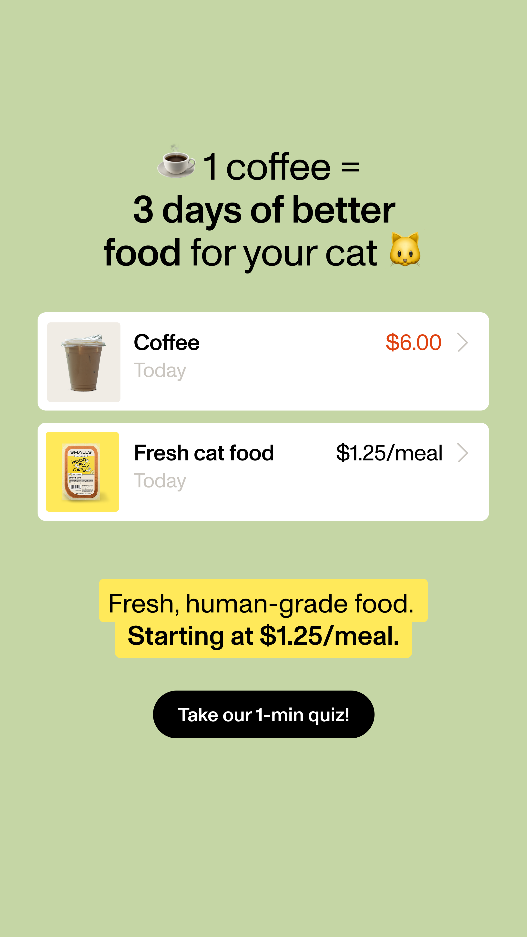 Fresh, human-grade food. Starting at $1.25/meal.