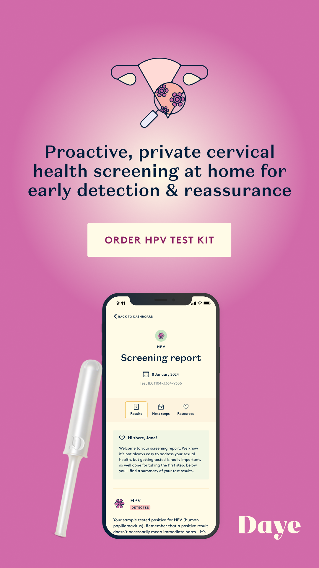 Proactive Cervical Health, Simplified. At-Home HPV Test.