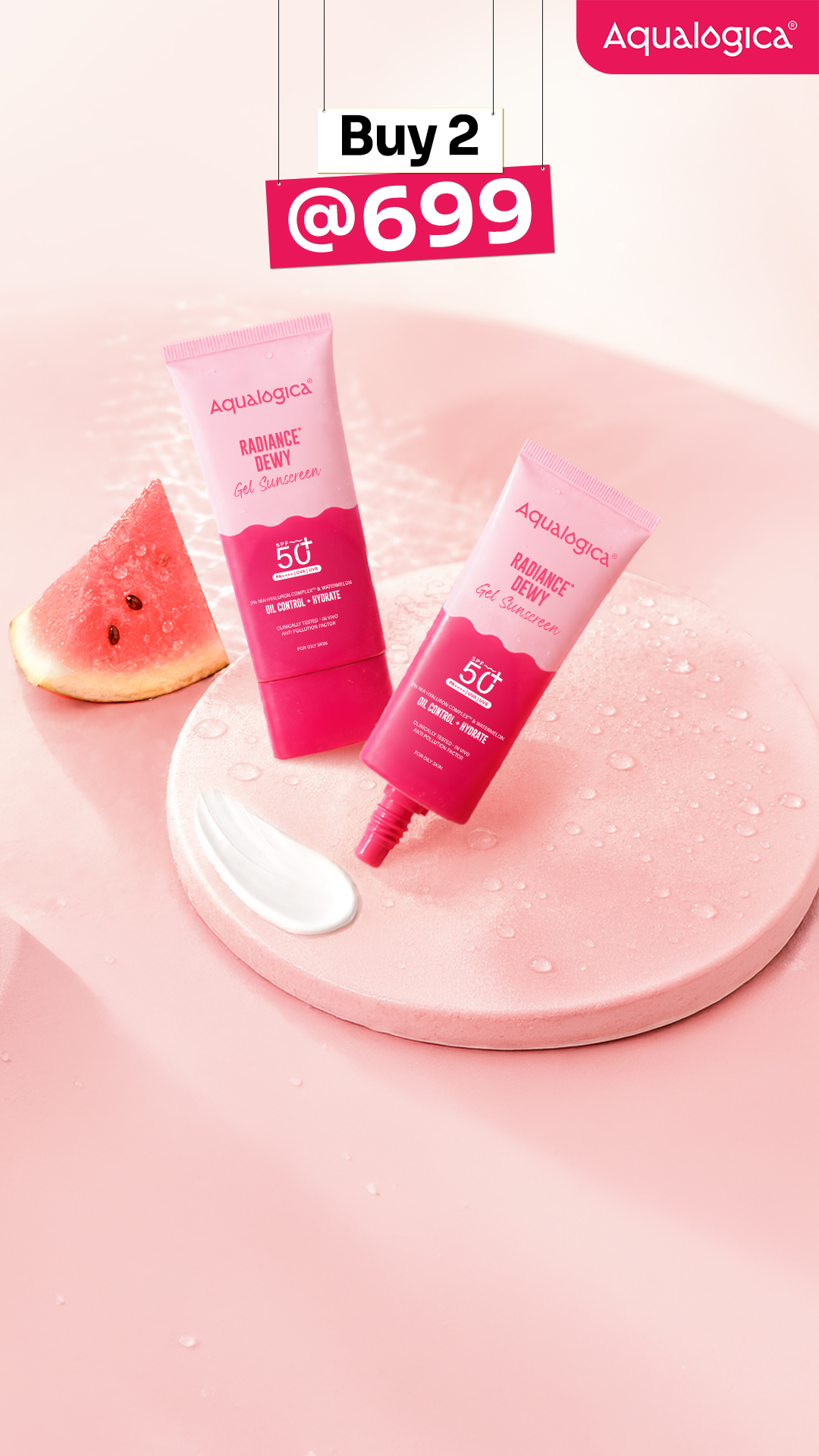 SPF 50+ protection with a lightweight, dewy finish
