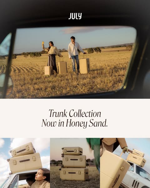 The July Trunk, now in Honey Sand. Limited edition. Inspired by the golden age of travel, built for wherever the road takes you next.