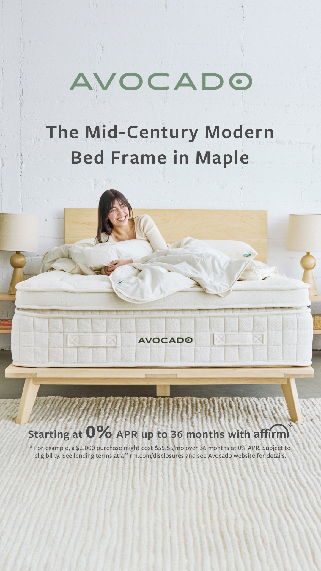 Quality is sustainability. Our Mid-Century Modern Bed Frame is responsibly sourced and built to last for generations.

Buy today, pay over time with @affirm. Subject to eligibility. See lendings terms at affirm.com/discl