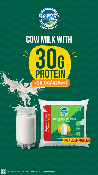 More strength in every sip— get 💪🏻 30g Protein 💪🏻 in every pack of Country Delight High Protein Cow Milk