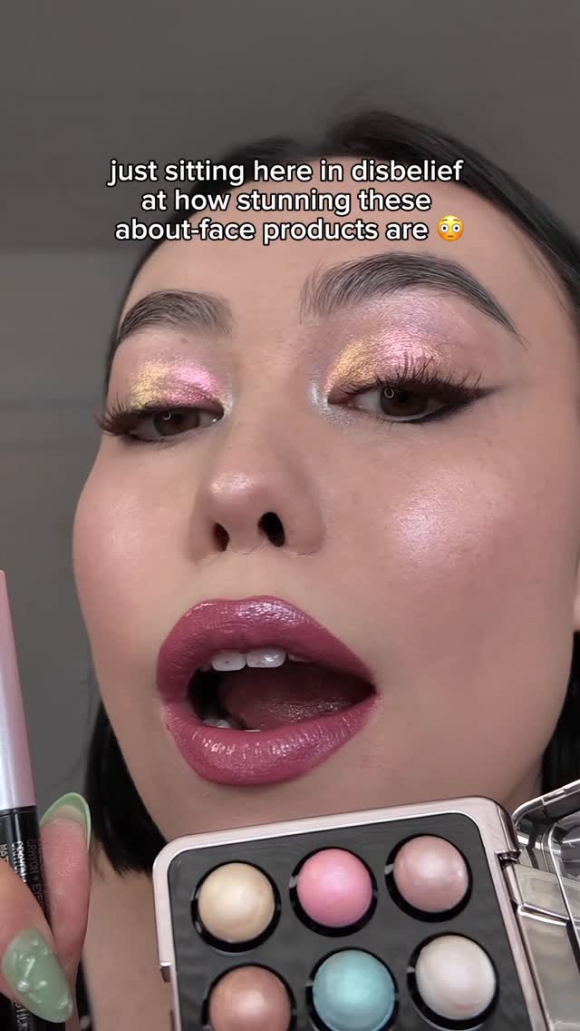 Ok WHAT!! the holosticks in “cosmic dust” on the eyes is EVERYTHING! I’ll have a full review of the new highlighter coming soon ✨ I yap a lot so I need to edit the video down 😂 @aboutfacebeauty @ultabeauty 

#funmakeup #