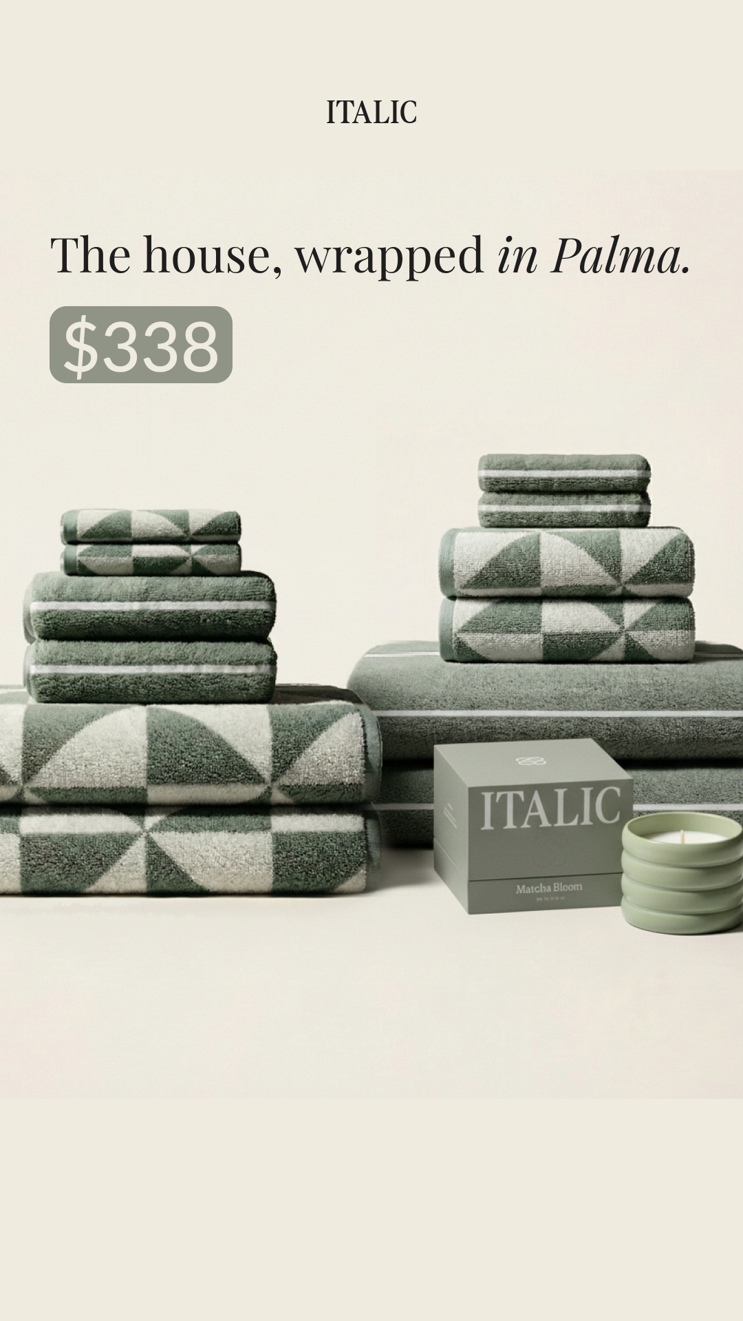 From plush bath sheets to our signature Matcha Bloom candle, get everything you need to turn your bathroom into a five-star sanctuary.