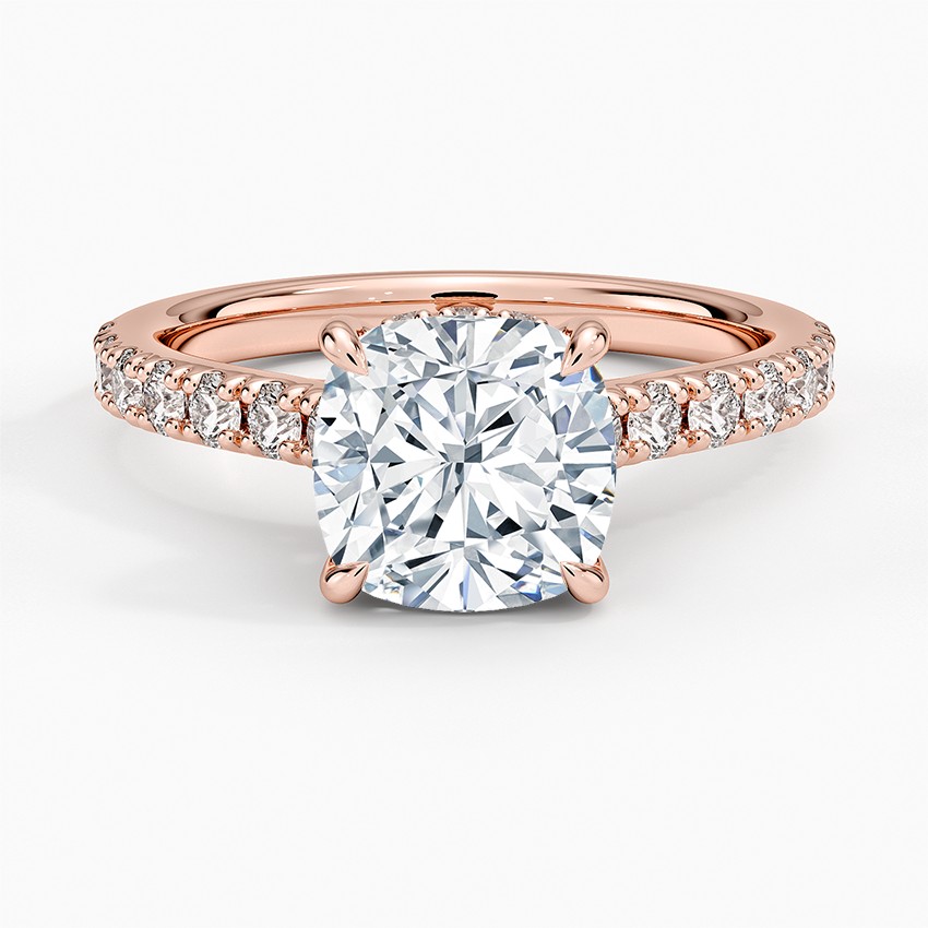 Grand Lissome Diamond Engagement Ring with a Cushion Cut Lab Diamond - 14K Rose Gold