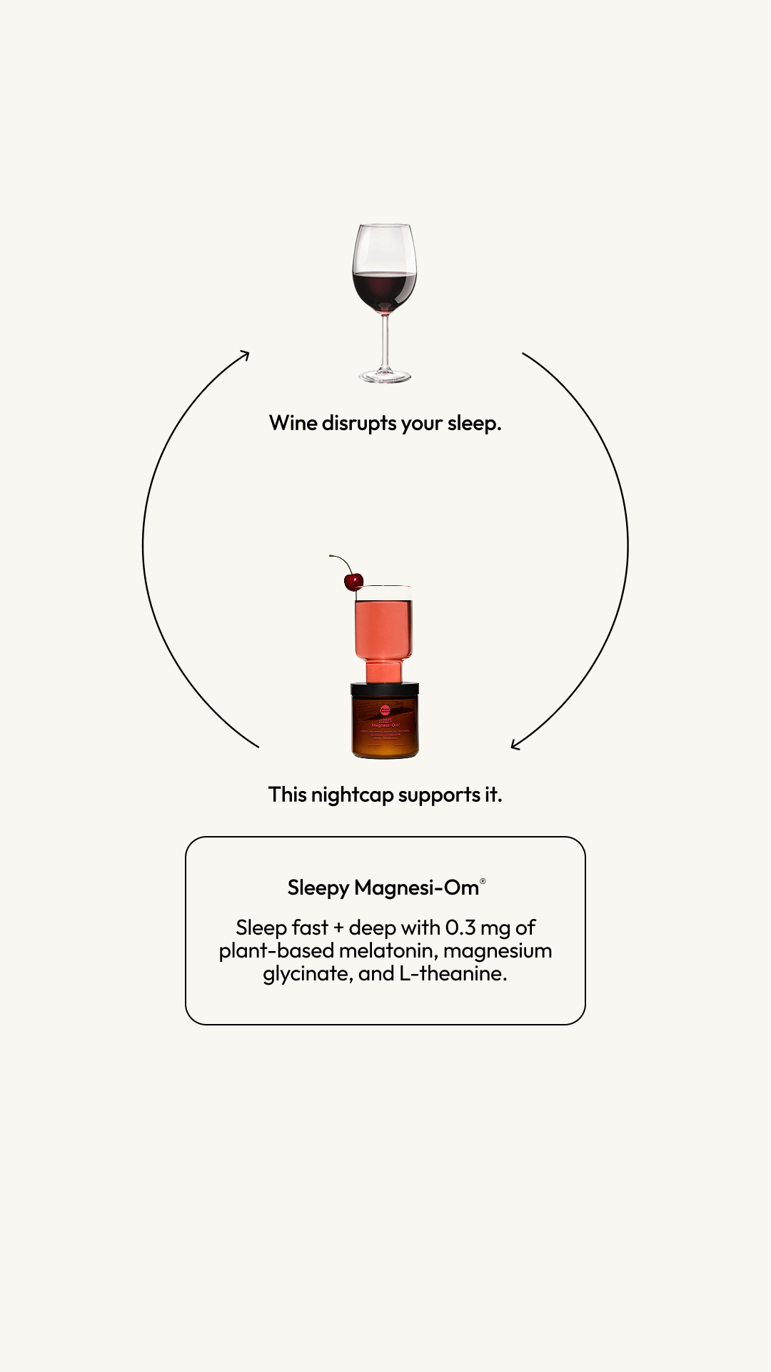 Sleep fast + deep. Sleepy Magnesi-Om supports slumber without the hangover with a microdose of plant-based melatonin—enough to support sleep, not so much that it'll leave you groggy in the morning.