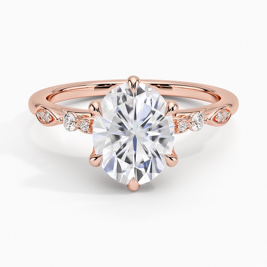 Moissanite Rochelle Diamond Engagement Ring - 14K Rose Gold