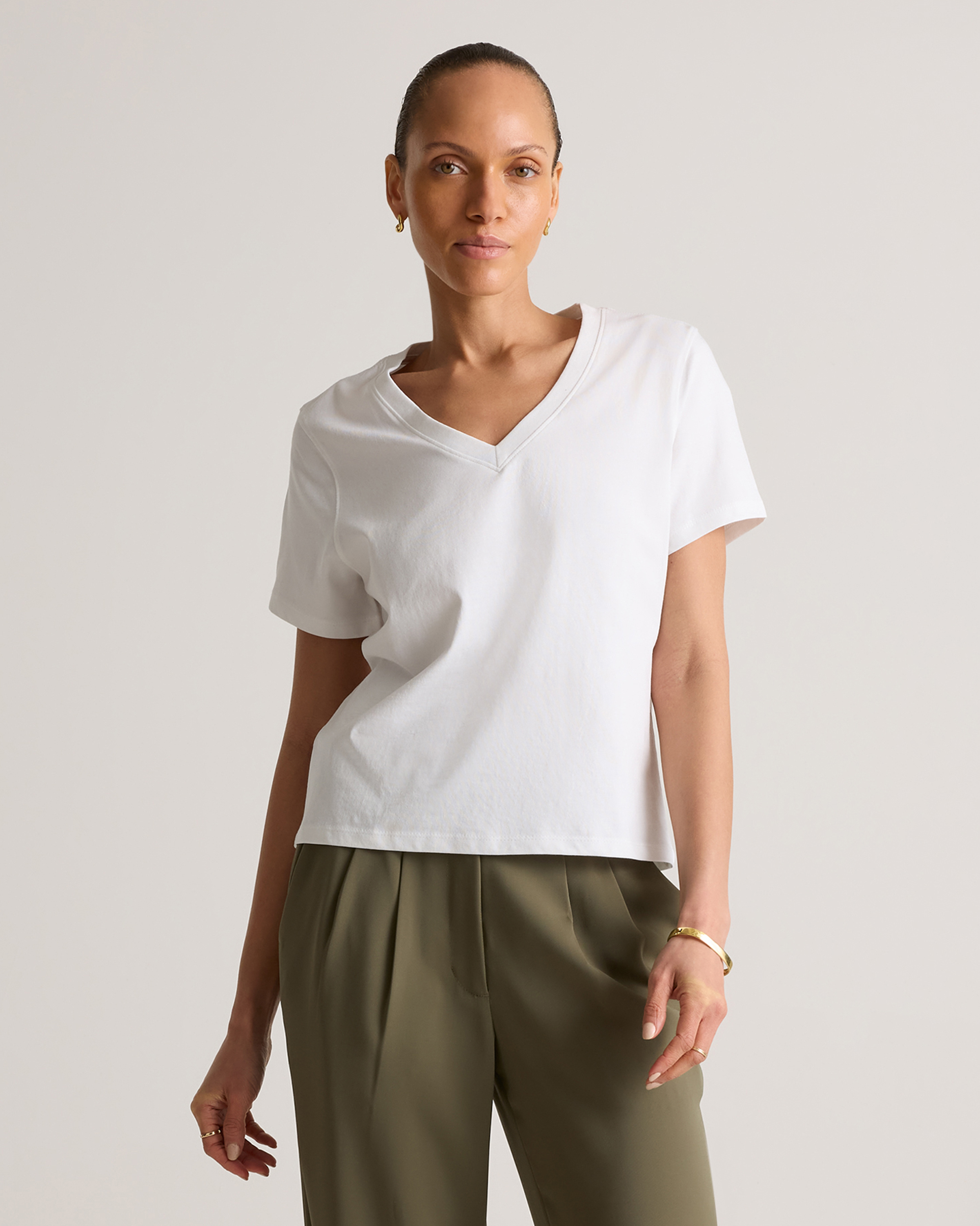 100% Organic Cotton Boxy V-Neck T-Shirt (3-Pack)