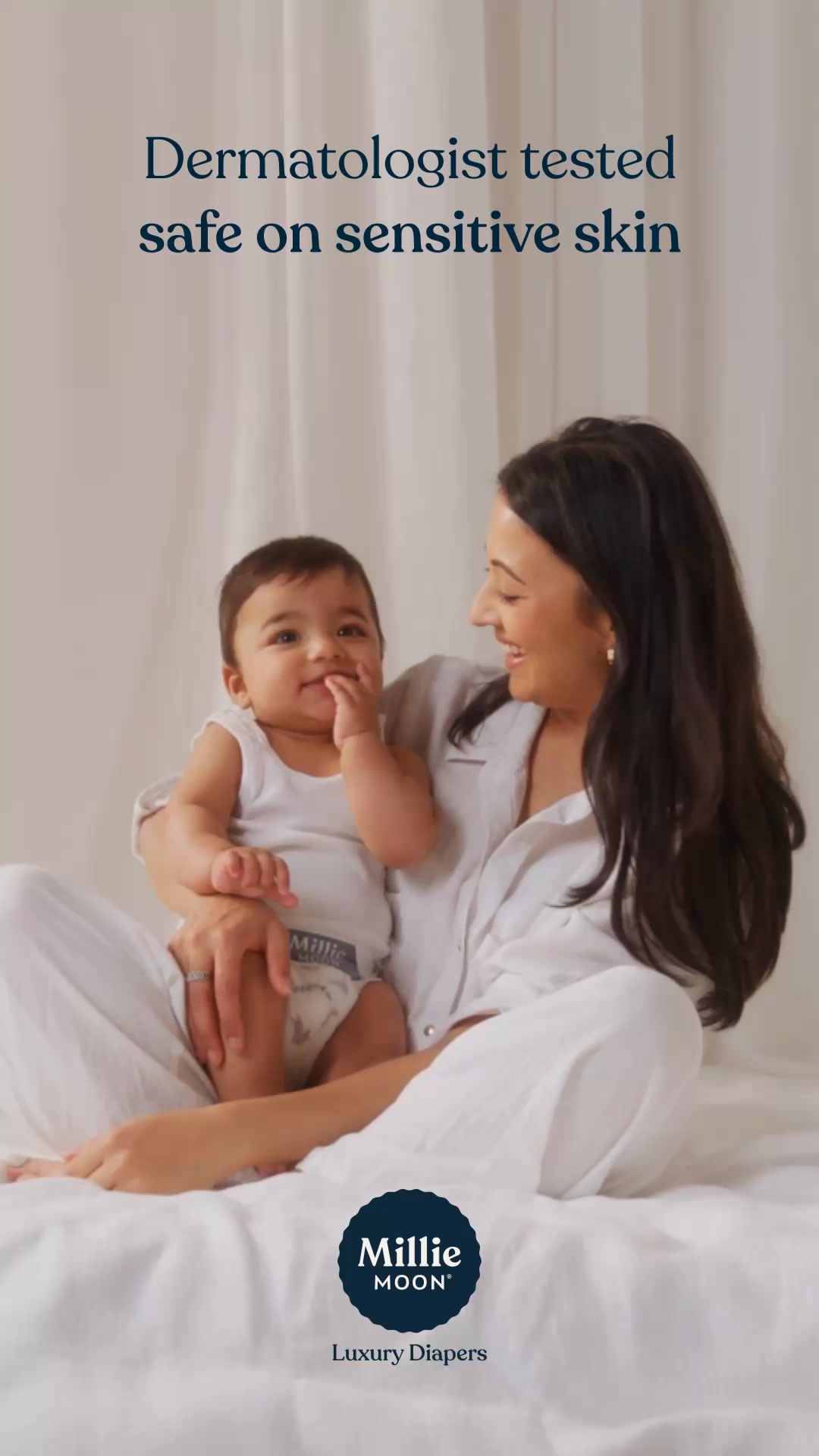 Only Millie Moon Luxury Diapers have CloudTouch™ Softness for ultimate comfort. 

✨ 97% of parents say Millie Moon is softer*
✨ Dermatologist tested
✨ Up to 12 Hour Absorbency**
✨ Enhanced fiber blend to be feather soft
