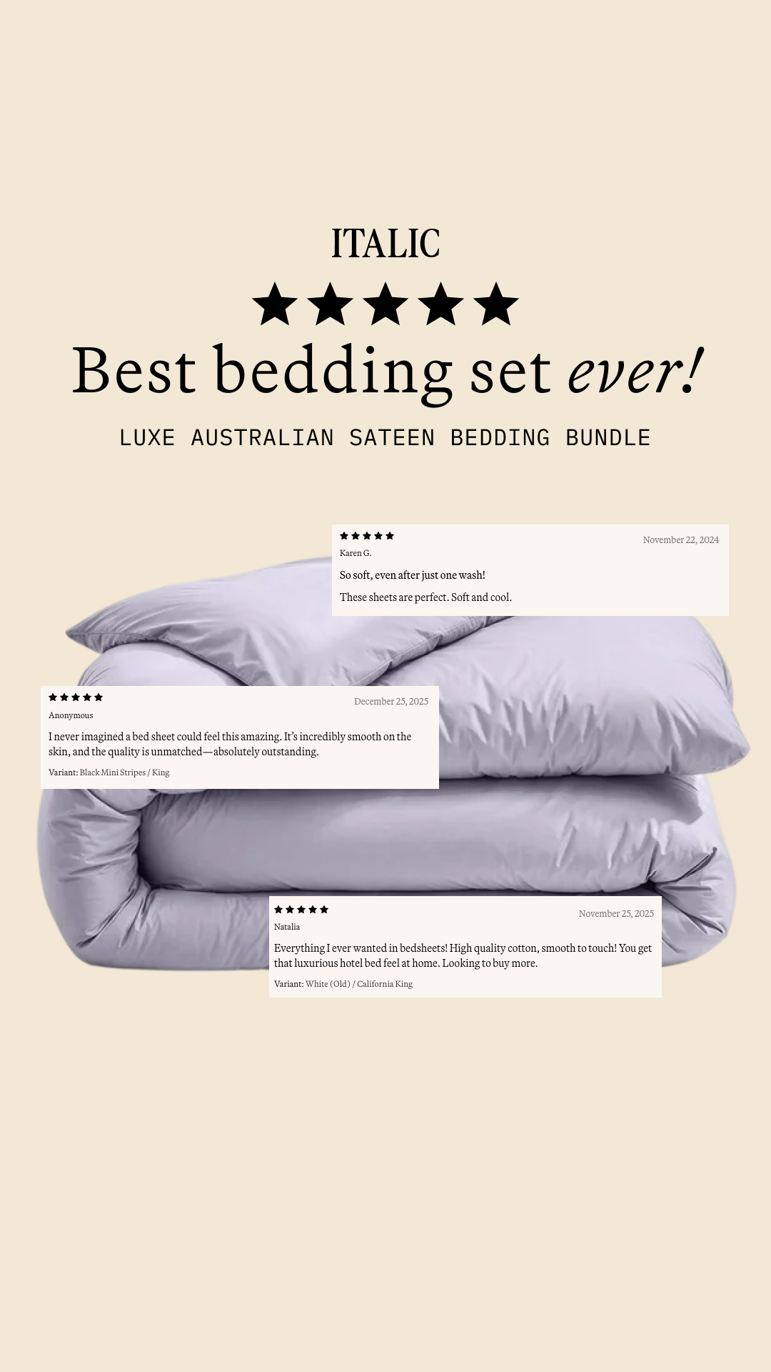 Stop settling for ordinary bedding. Our Luxe Australian Sateen is crafted in the same prestigious factories as the world’s most iconic five-star retreats. It’s an intelligent choice for a bedroom that finally matches you