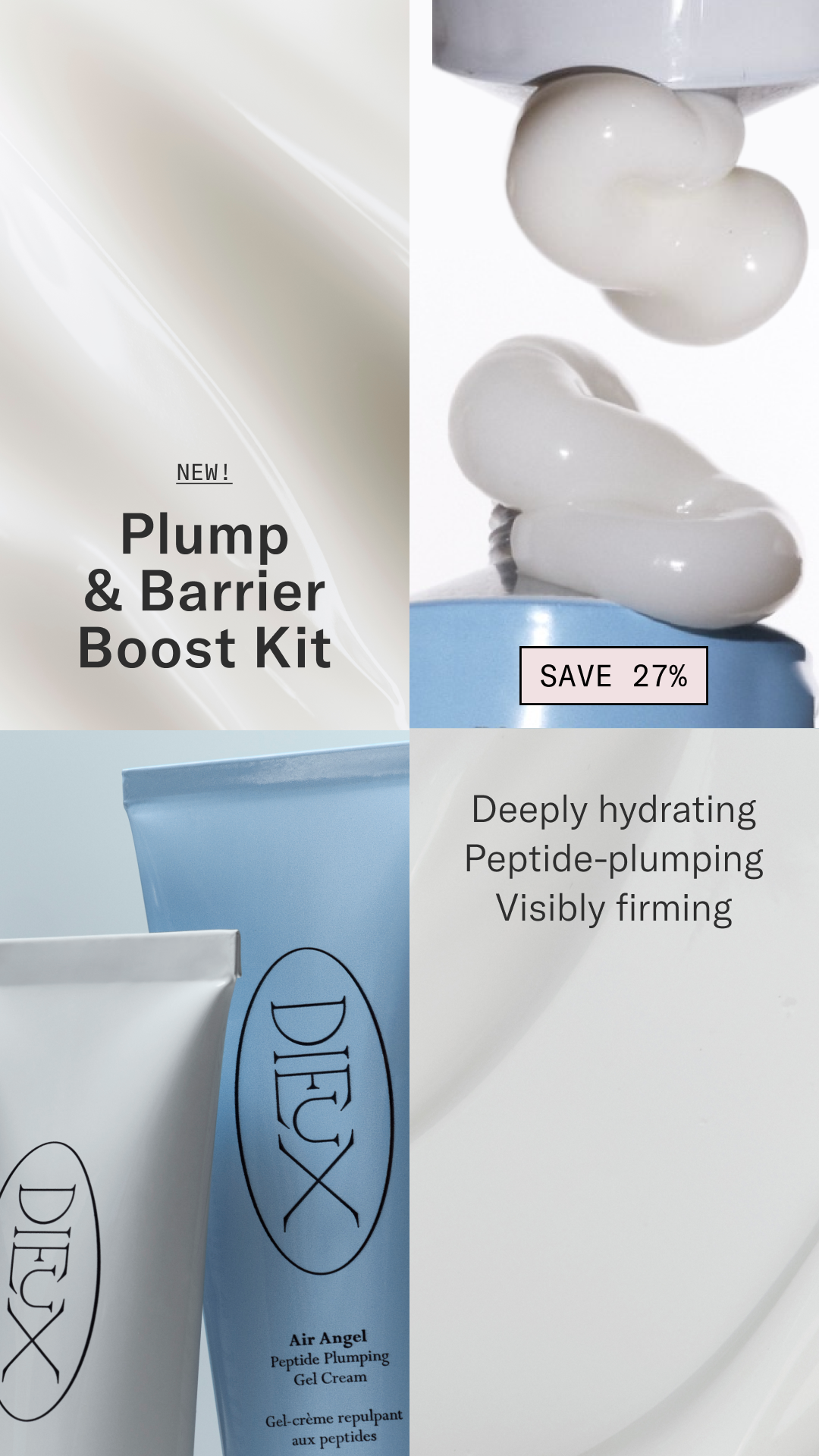 Powerful. Peptide-powered. Pocket-sized. Meet the Plump & Barrier Boost Kit, your mini moisturizing duo for visibly plump, firm, hydrated skin.