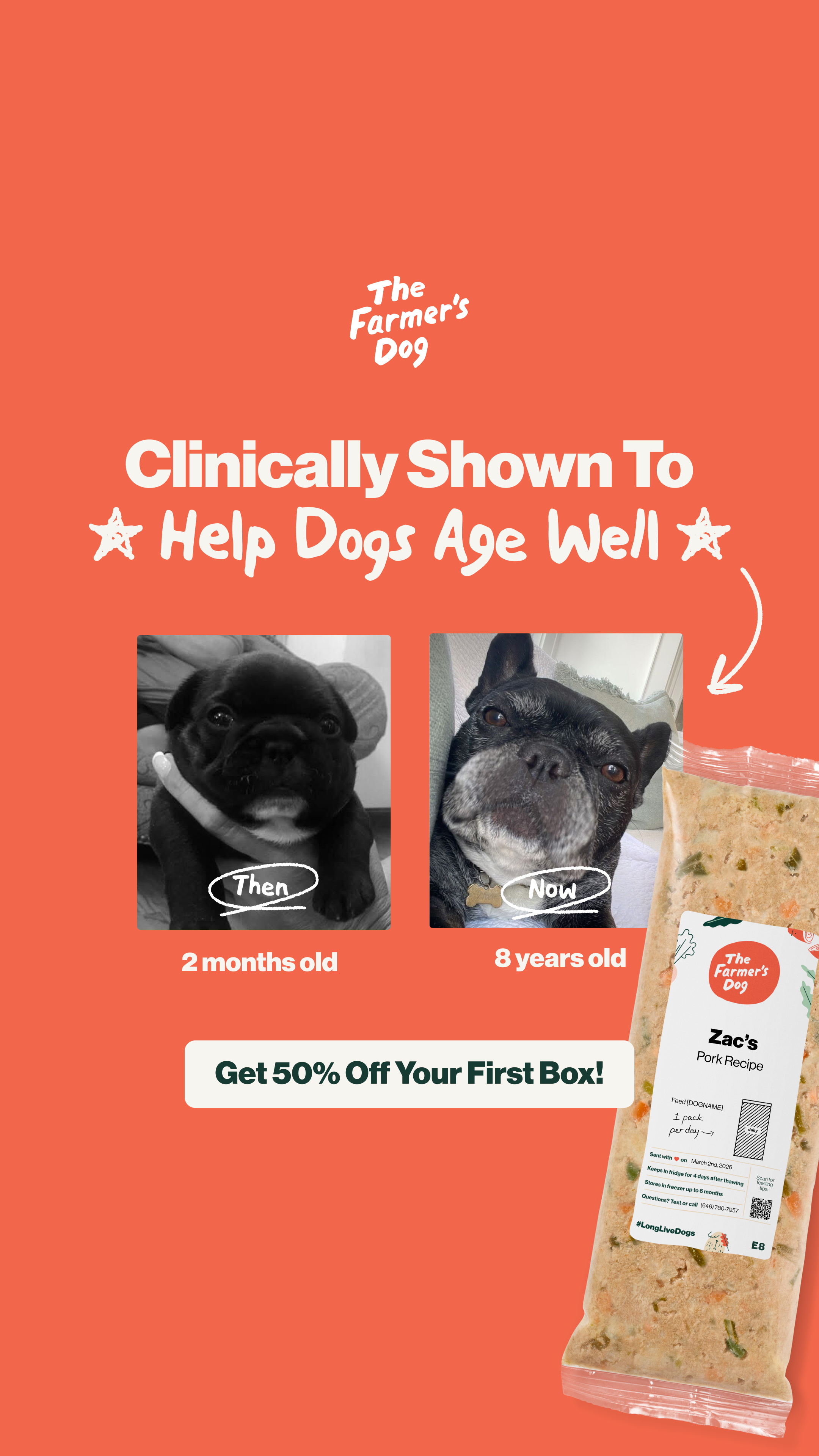 Help old dogs feel young again with fresh food. Get 50% off your first box today.