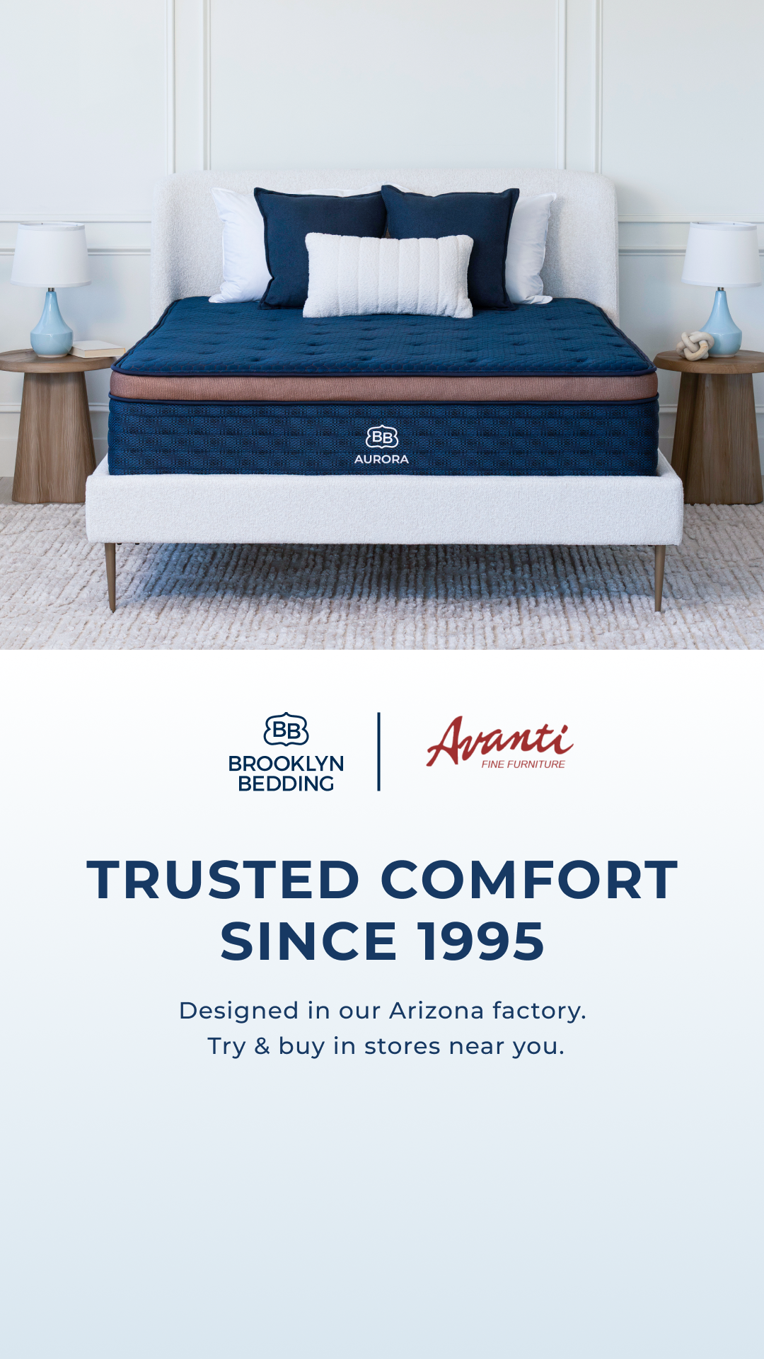 Try our award-winning Brooklyn Bedding mattresses in-store at Avanti Furniture in Frankfort! Visit a partner showroom near you.