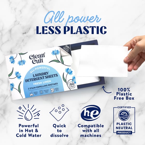 1 sheet. 1 load. No spills. No measuring. No bulky bottles. Just clean clothes—every time.