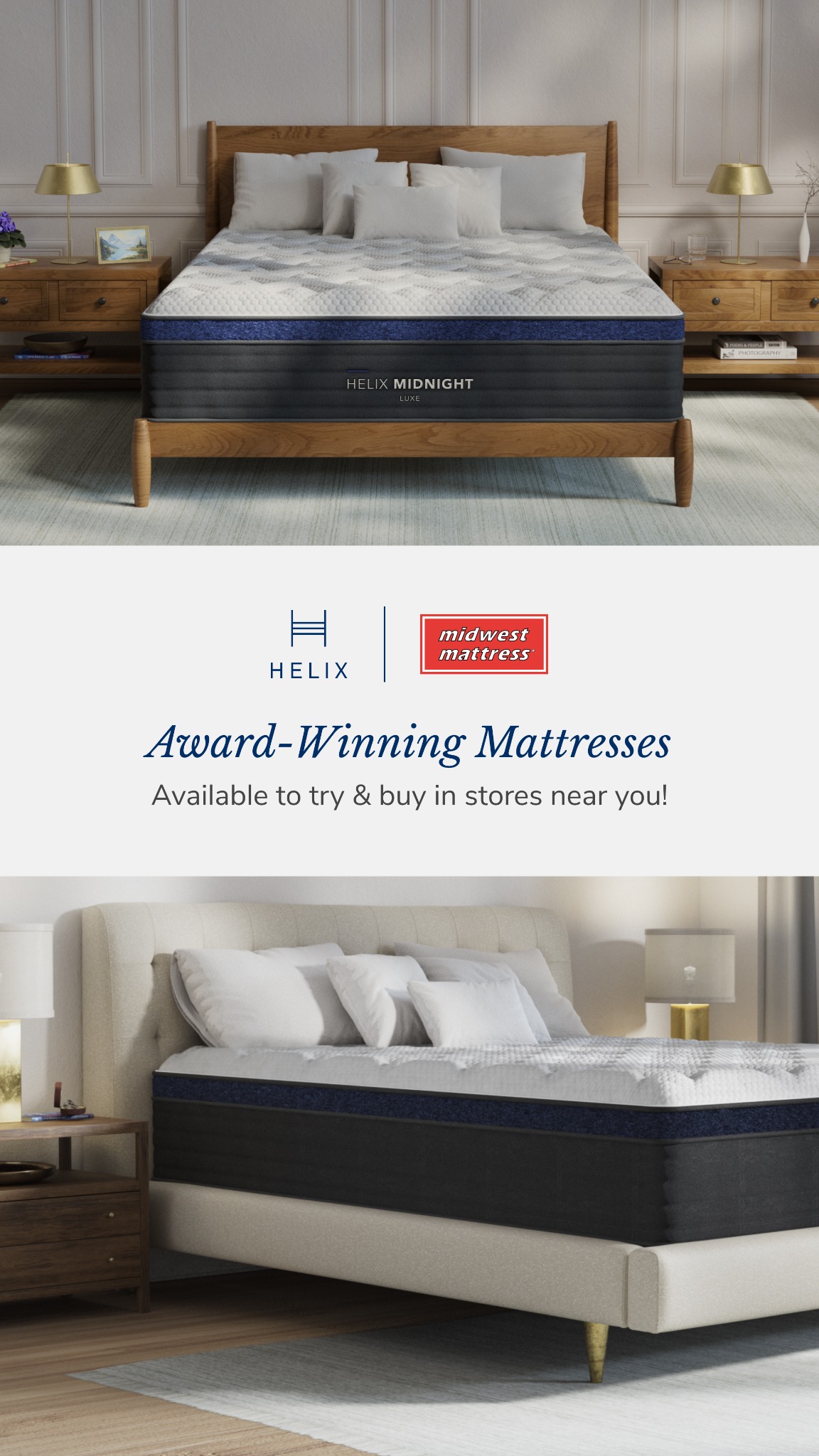 Try Helix mattresses in-store at Midwest Mattress! Visit an Iowa showroom near you.