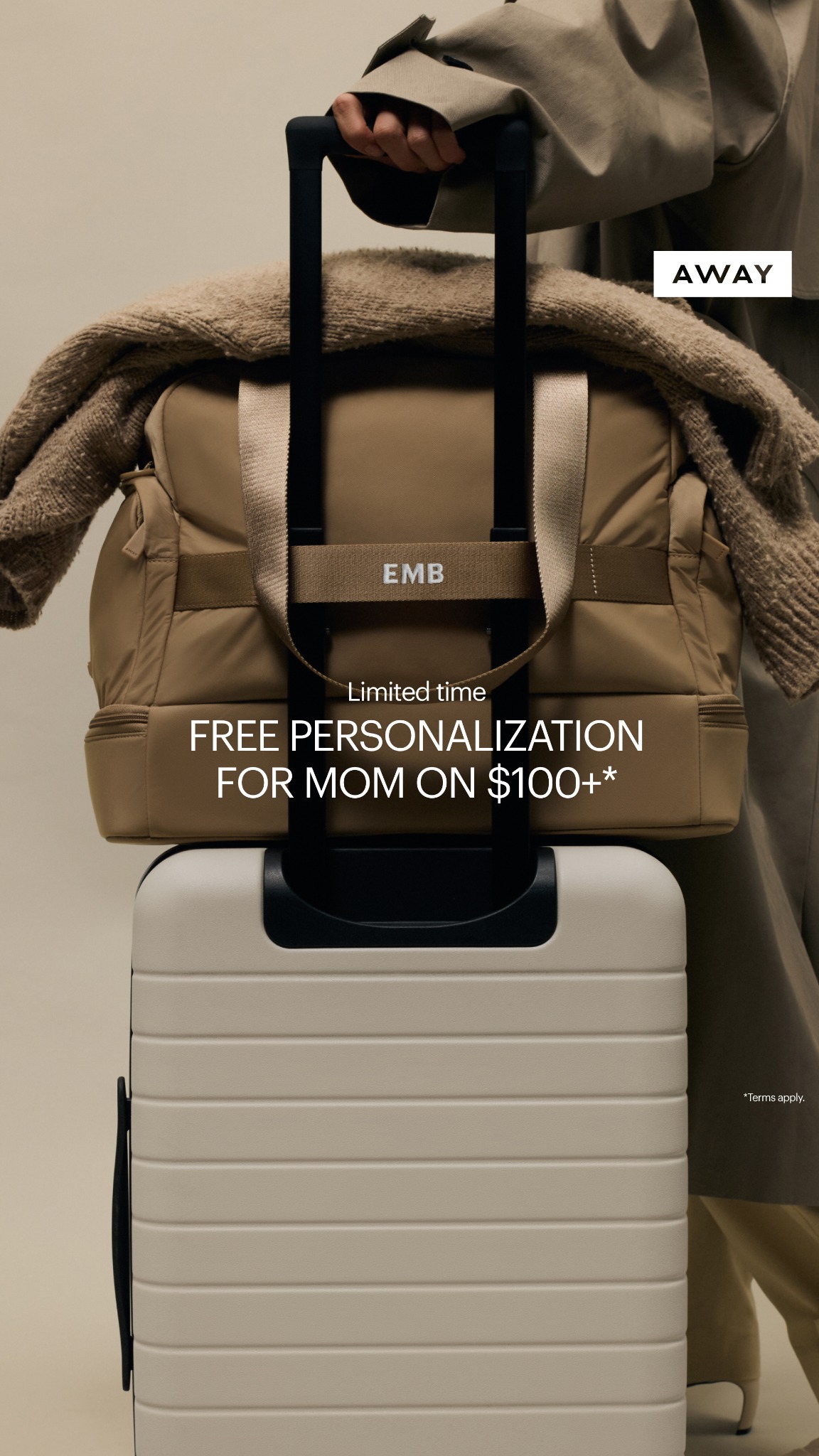 Buy her a bag, book her a trip, take a photo of her on it. This Mother’s Day make sure it’s all about her with a award-winning luggage and free personalization on orders $100+.