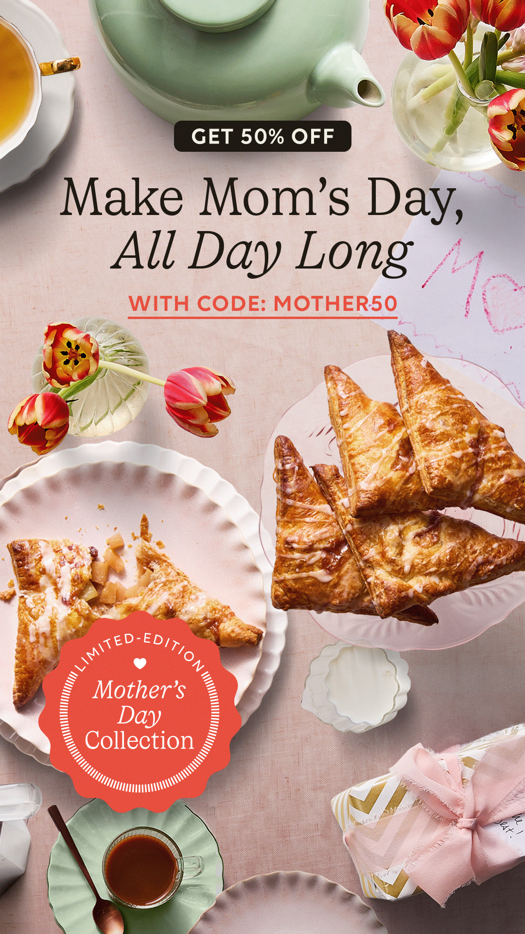 Don’t miss your chance to make Mother's Day unforgettable. Use promo code 'MOTHER50' at checkout. 

🎁 50% OFF Your First 3 Orders
🌸 Exclusive Mother’s Day Menu
🚚 Delivered To Your Door