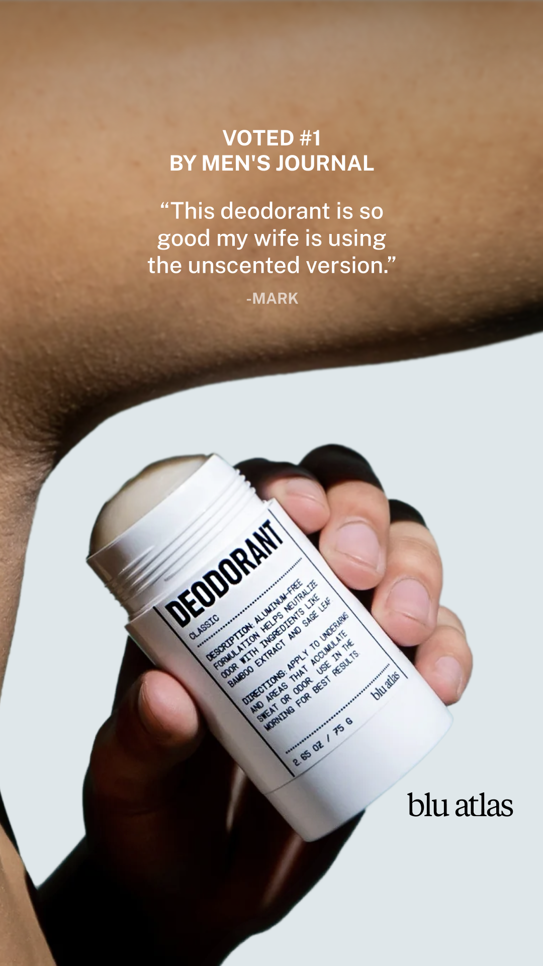 "This deodorant is so good my wife is using the classic scent." — Mark

48-hour protection. No aluminum, no baking soda. Probiotics + zinc ricinoleate. Voted #1 by Men's Journal.