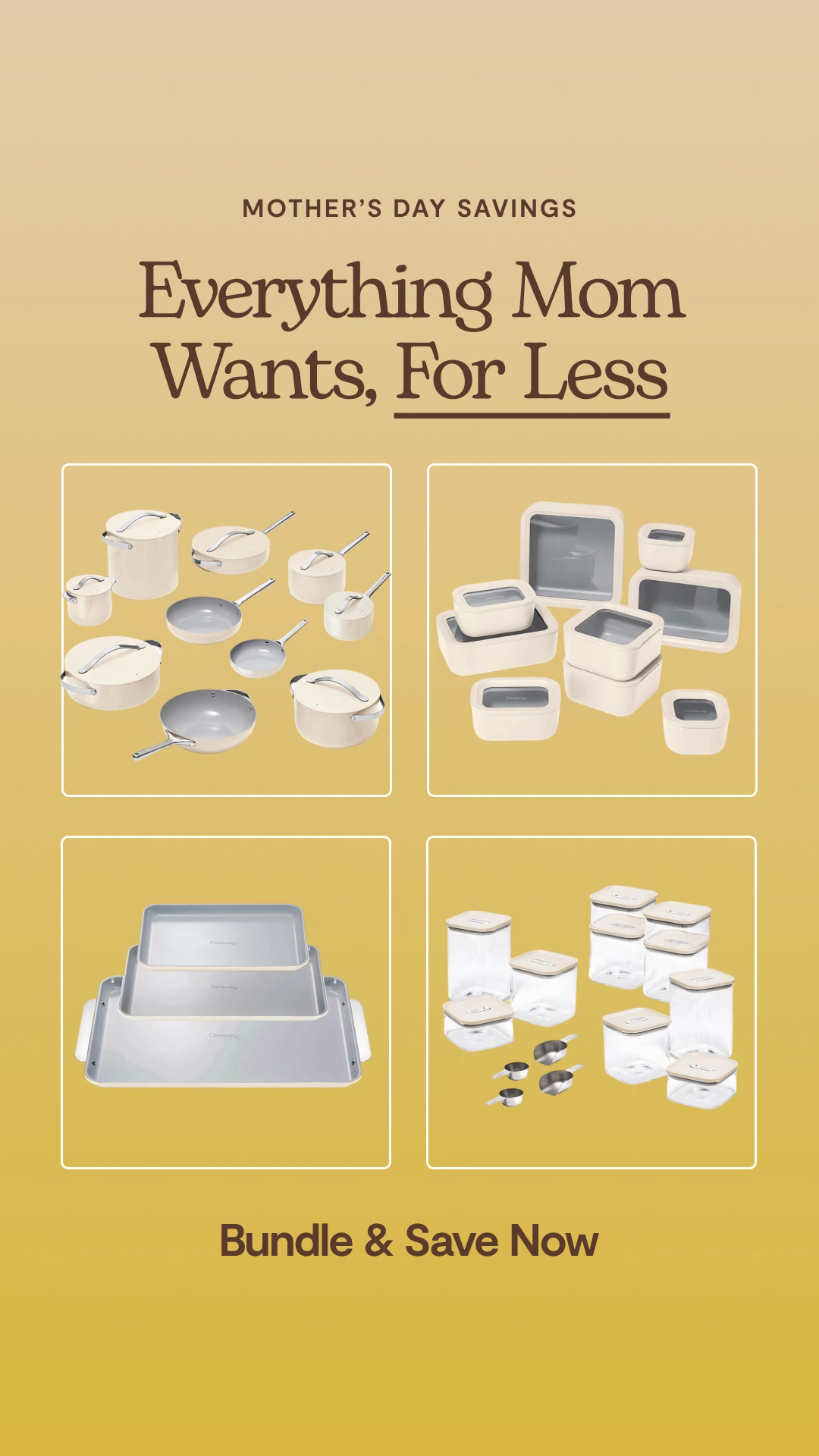 What is the one thing she never replaces for herself? This Mother's Day, give the gift of Caraway—clean, non-stick cookware made for easy cooking and cleanup.