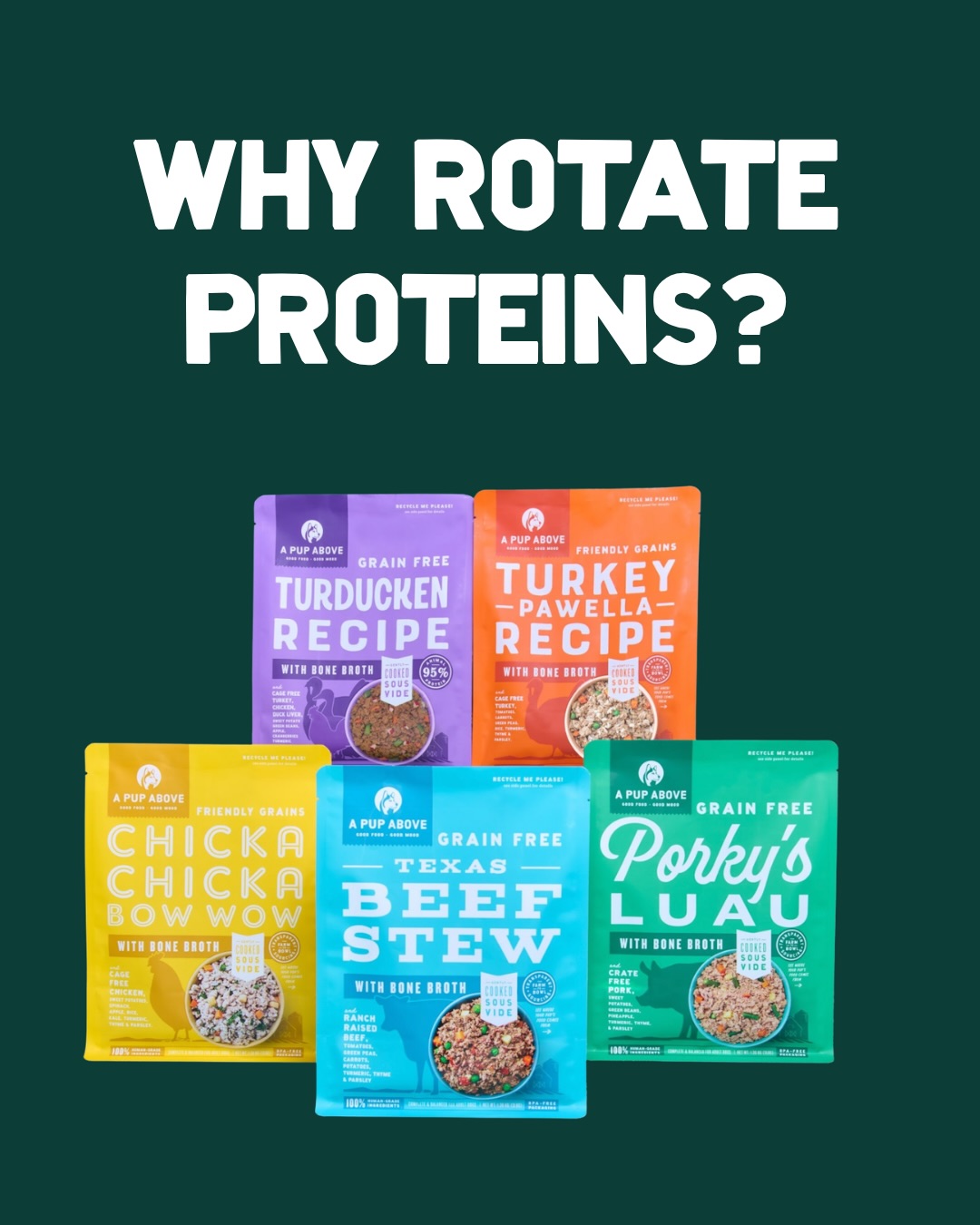 Different proteins. Different perks.

A little variety in the bowl can help keep mealtime interesting and help you learn what works best for your dog.

Swipe for the breakdown. 🐶