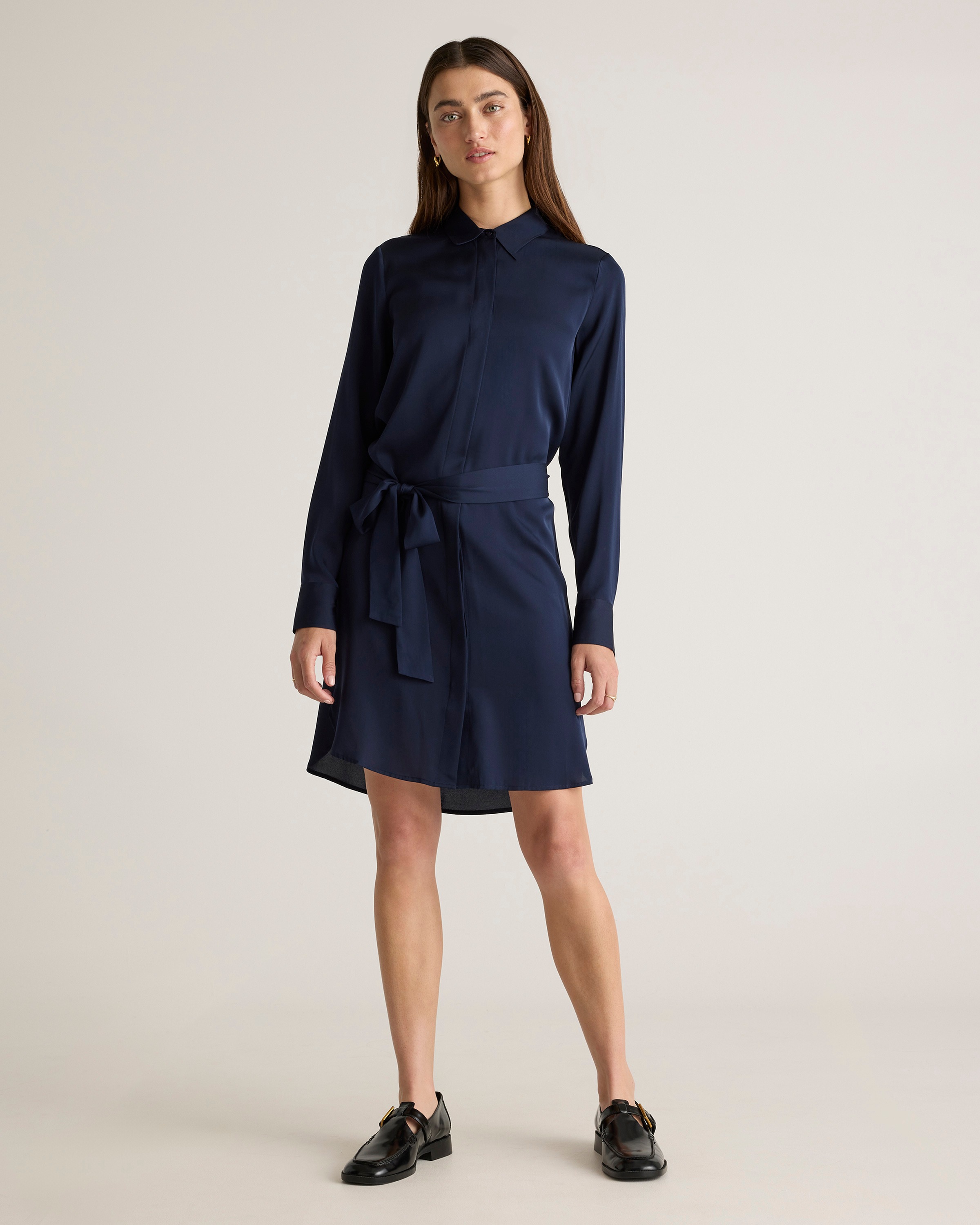 Washable Stretch Silk Shirt Dress