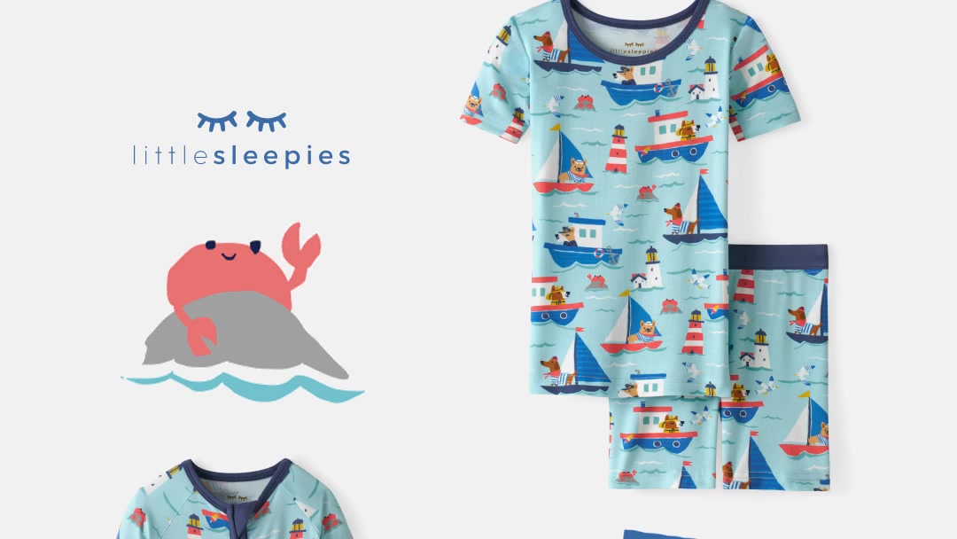 Set sail for bedtime in a new nautical print — featuring the cutest sea pups chartering the coast.⚓️💛