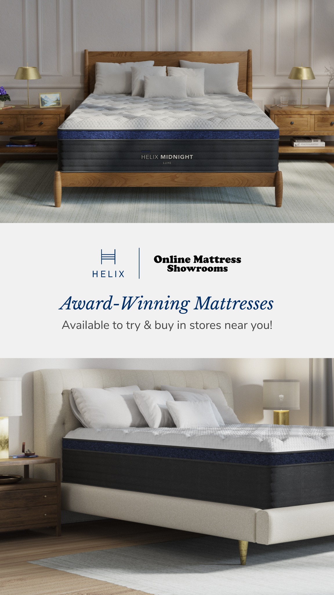 Try Helix mattresses in-store at Online Mattress Showroom! Located in Minneapolis & Tampa.
