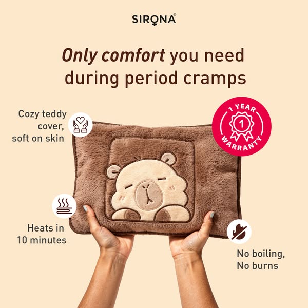 "Period cramps. Back pain after a long day. Stiff neck from sleeping wrong. One bag, ten minutes, sorted. 🧸

✅ Warmth that lasts for hours on a single charge 
✅ No boiling, no refills, no fuss 
✅ Soft teddy cover, auto s