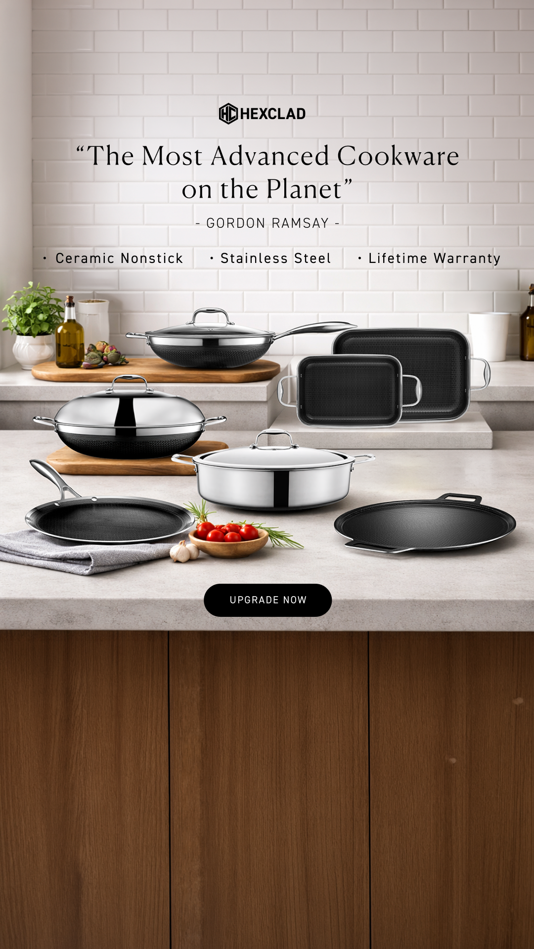 Meet the cookware that's changing how people cook at home.

Built with our patented hybrid technology, HexClad gives you the sear of stainless steel with the ease of nonstick, so every dish comes out exactly how it shoul