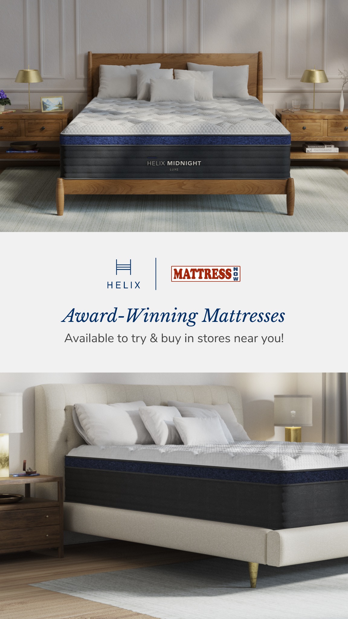 Try Helix mattresses in-store at Mattress Now! Visit a Triangle area showroom near you.