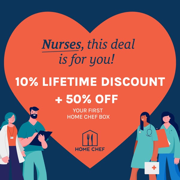 Nurses, after a busy day you deserve a quick, easy dinner that tastes delicious! Sign up with ID.me get 50% Off Your First Home Chef Box + 10% Lifetime Discount!