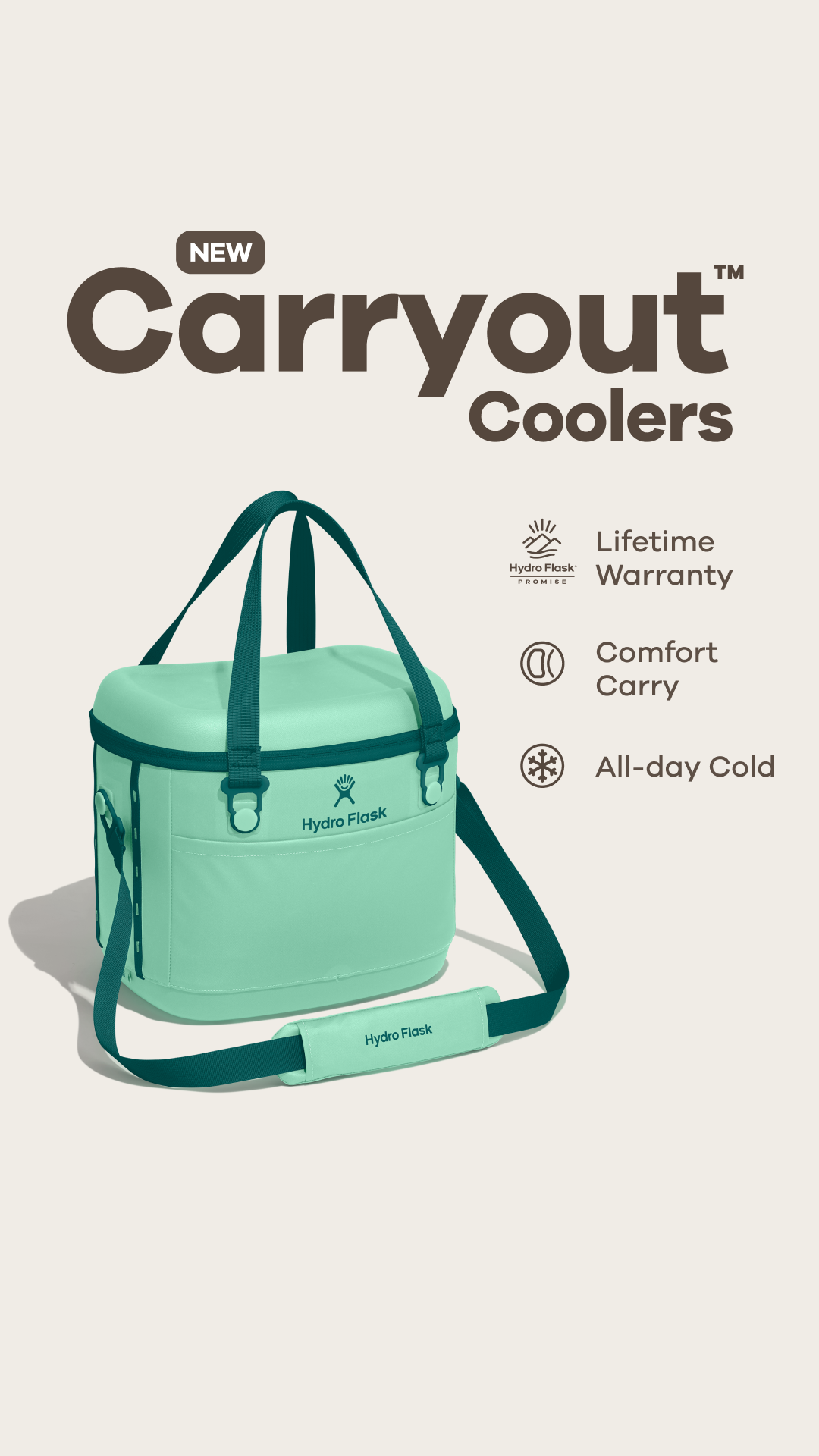 Designed to keep you comfortable and your drinks cool. The ergonomic shape means it's easy to carry, even totally full.